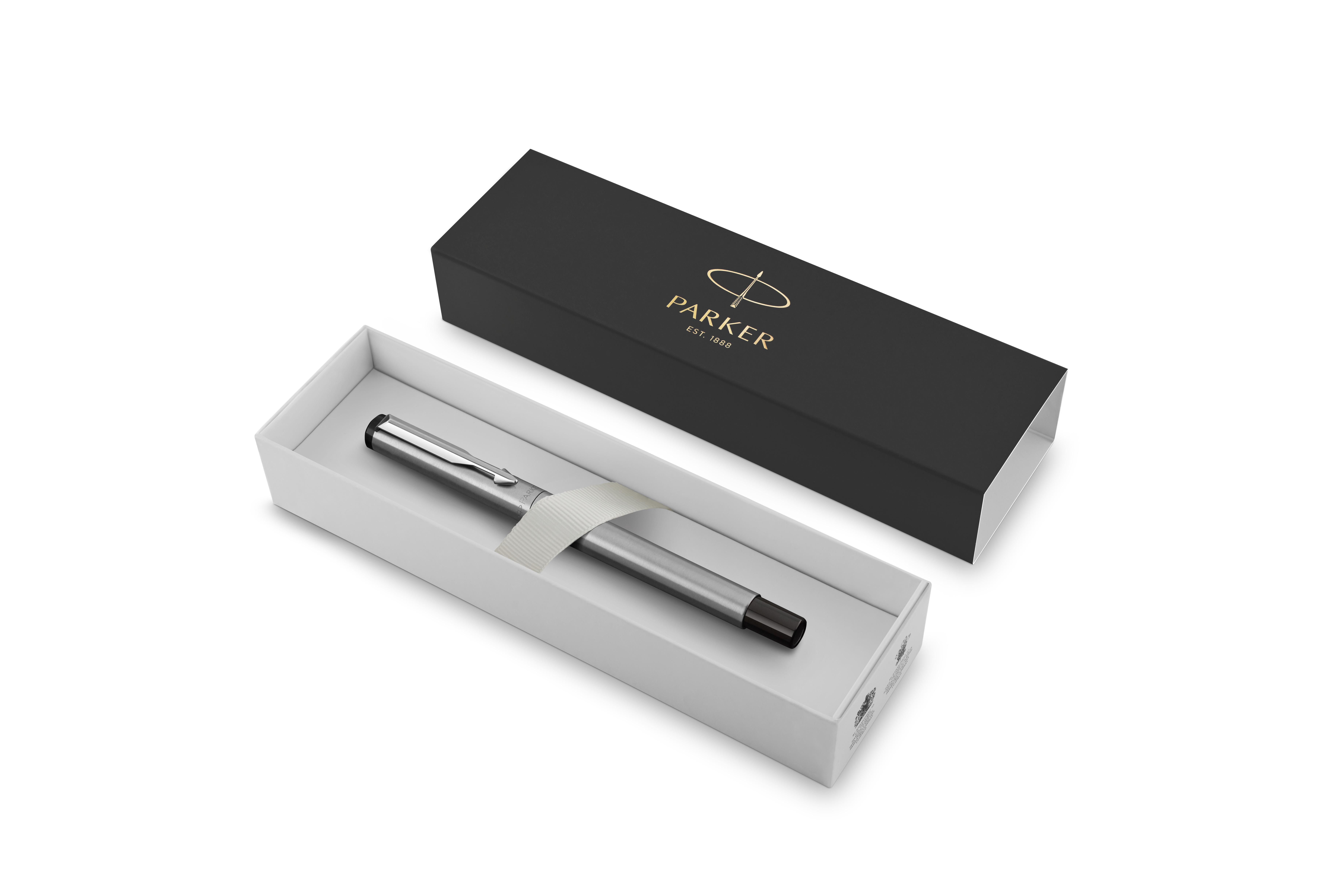 Vue 2 de Parker Vector stylo roller | Acier inoxydable