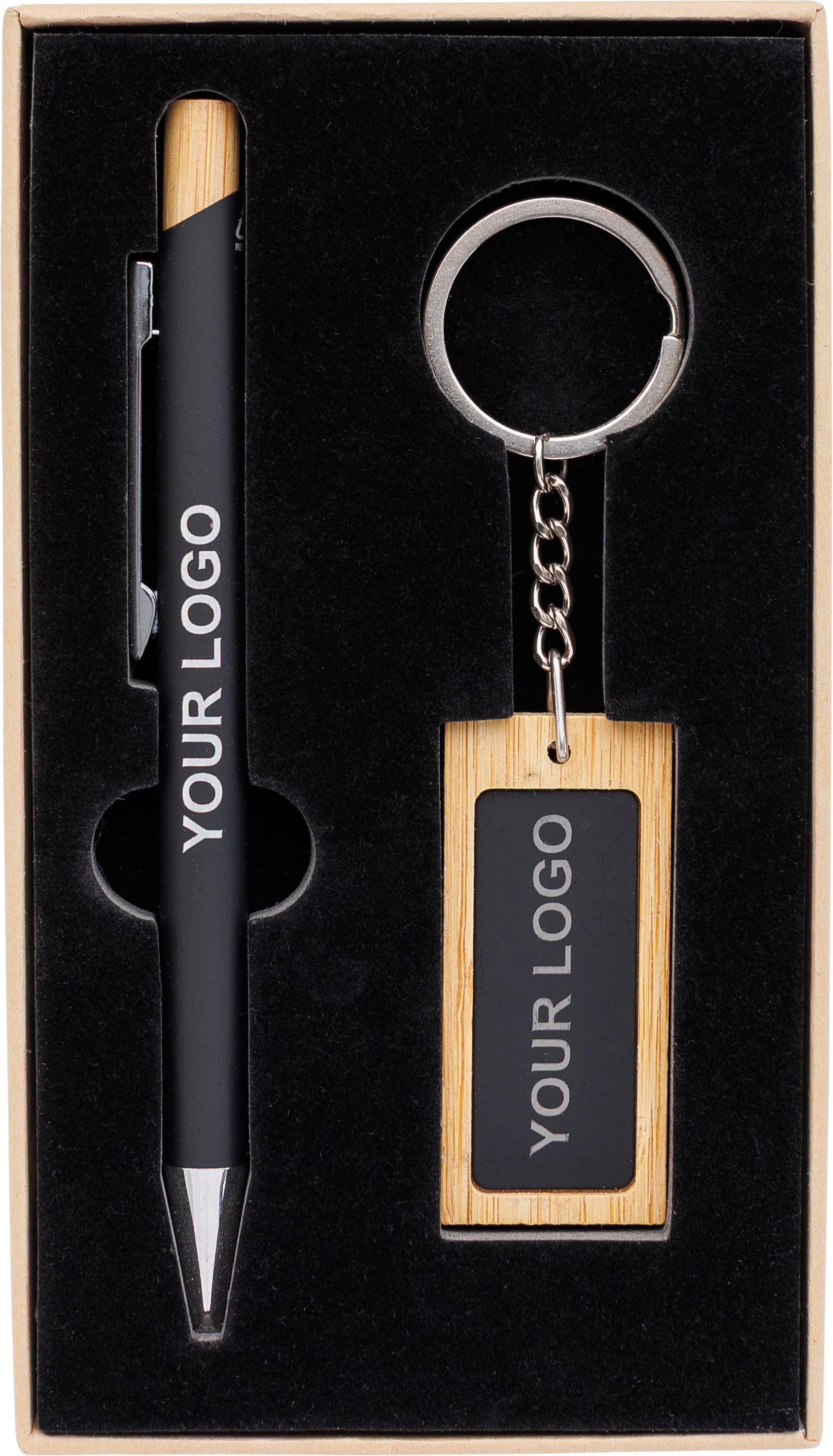Coffret cadeau Zaid | Recyclé | Stylo à bille et porte-clés
