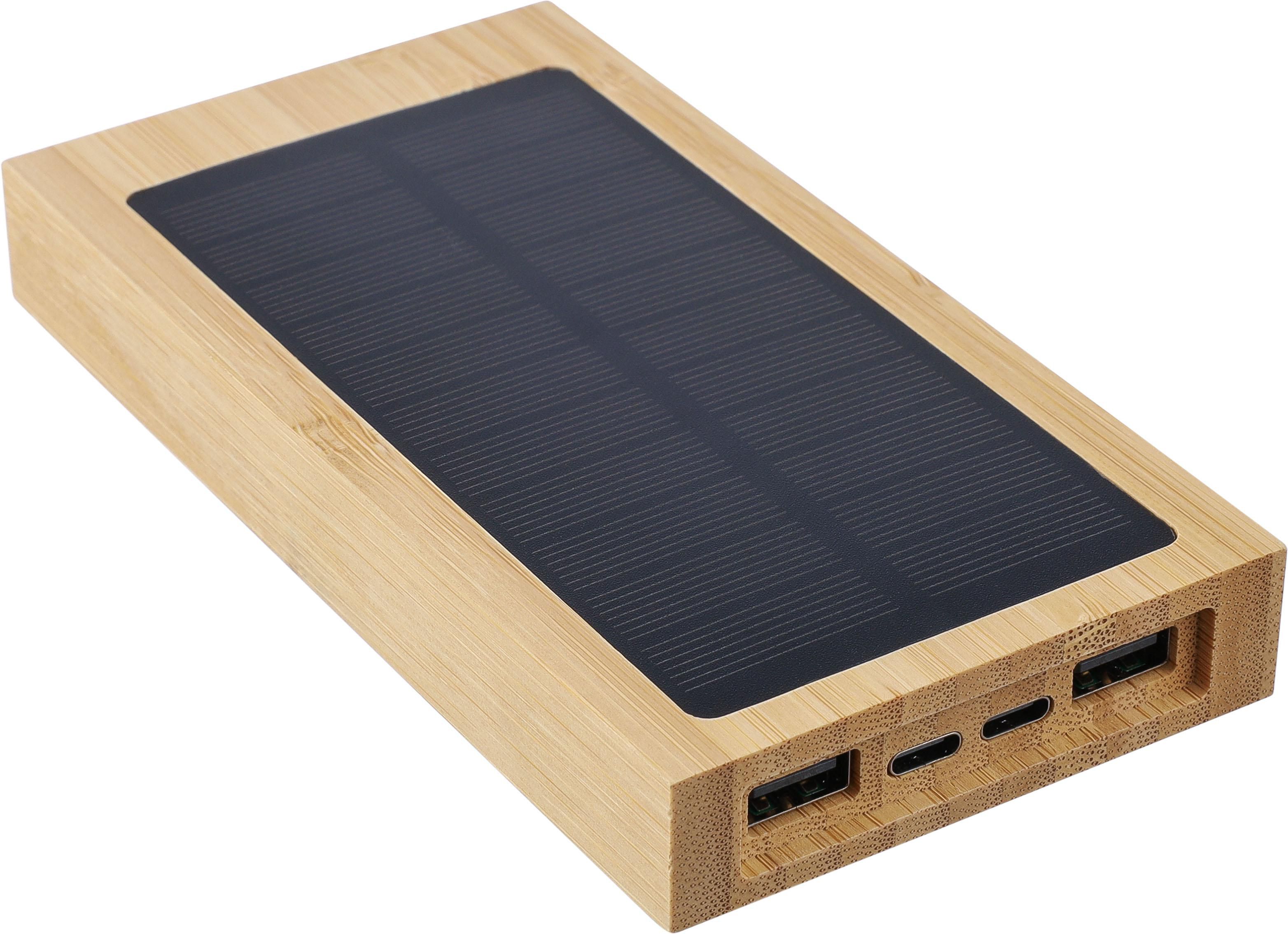 Vue 2 de Batterie externe Elz | Bambou | Solaire | 10 000 mAh