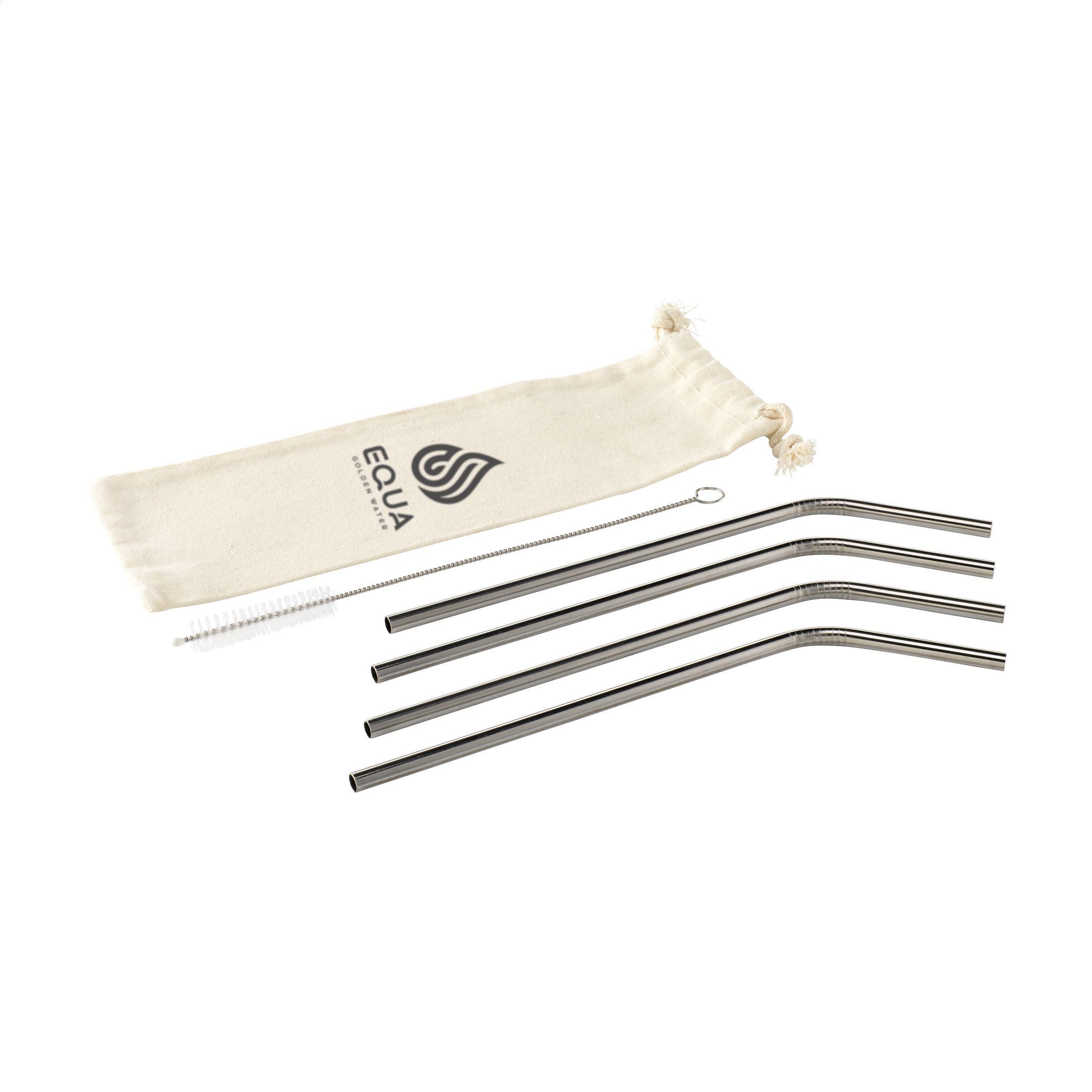 Reusable 4 pieces Straw Set paille acier inoxydable