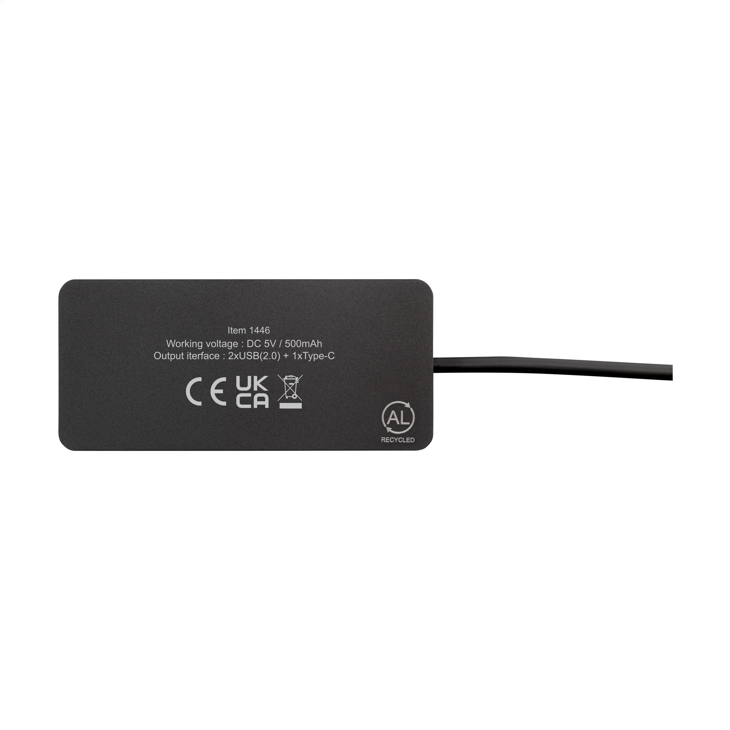 Vue 3 de Tecco GRS Recycled Alu USB Hub