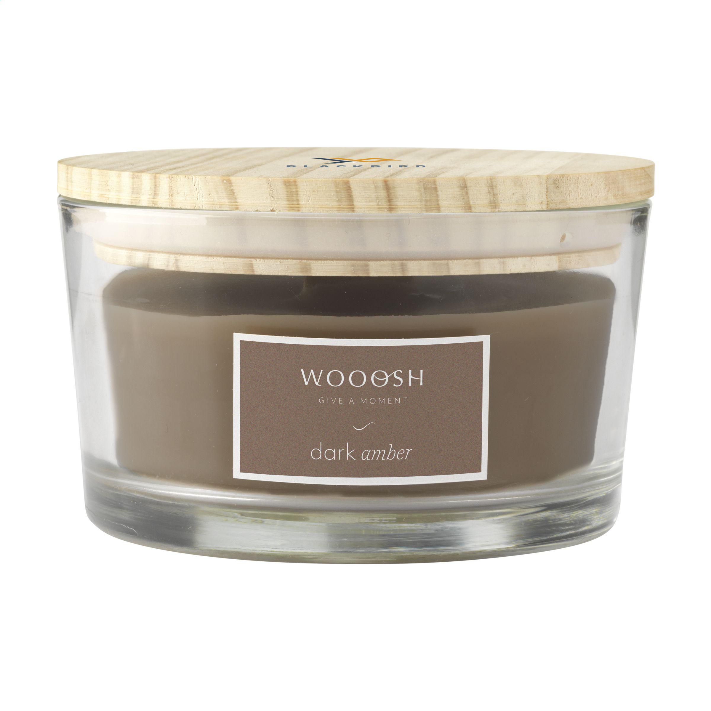 Vue 2 de Wooosh Flame Scented Candle Dark Amber bougie parfumée