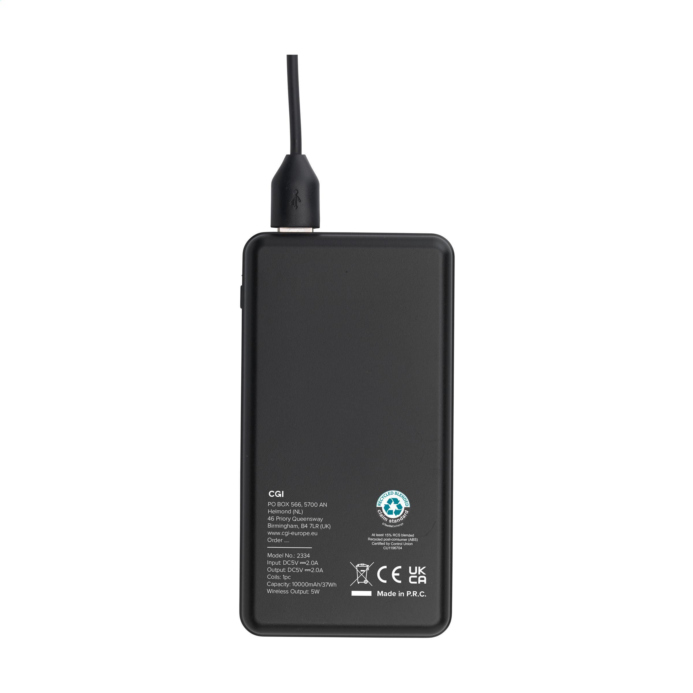 Vue 5 de Boru Bamboo RCS Recycled ABS Powerbank Wireless Charger