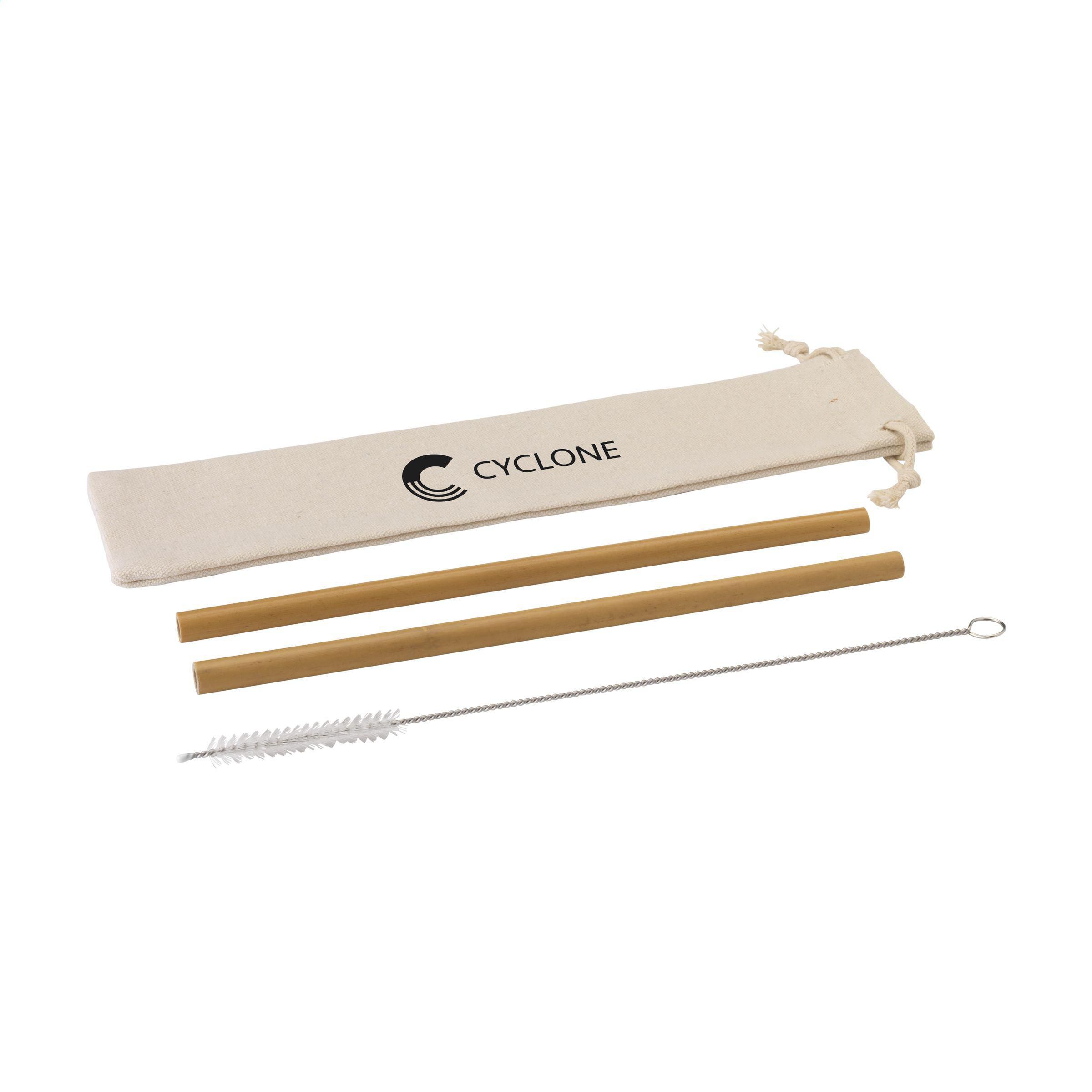 Vue 2 de Bamboe Straw Set pailles en bambou