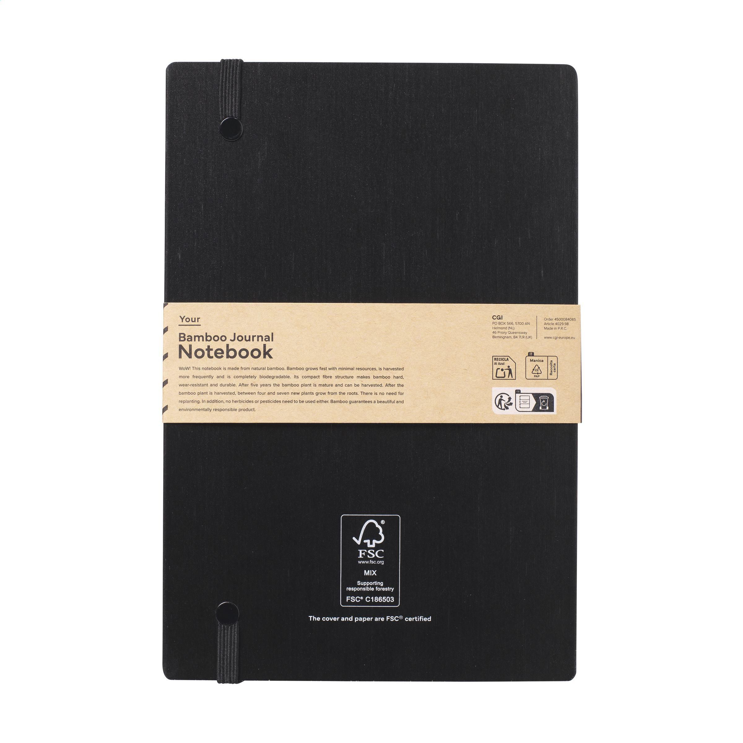 Vue 2 de Bamboo Journal Naked Spine Notebook Black A5 carnet de notes