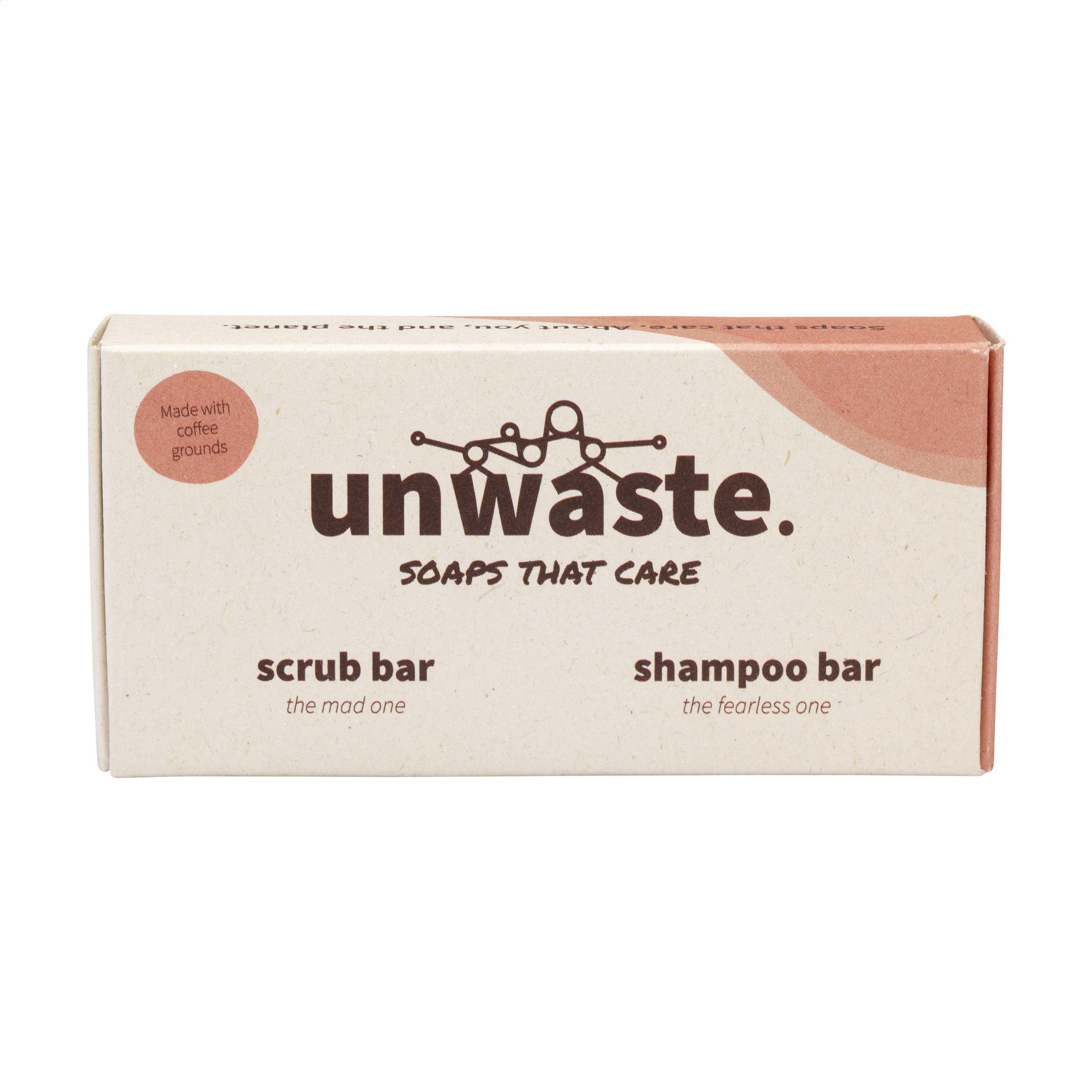 Vue 5 de Unwaste Duopack Scrub & Shampoo bar Koffieolie