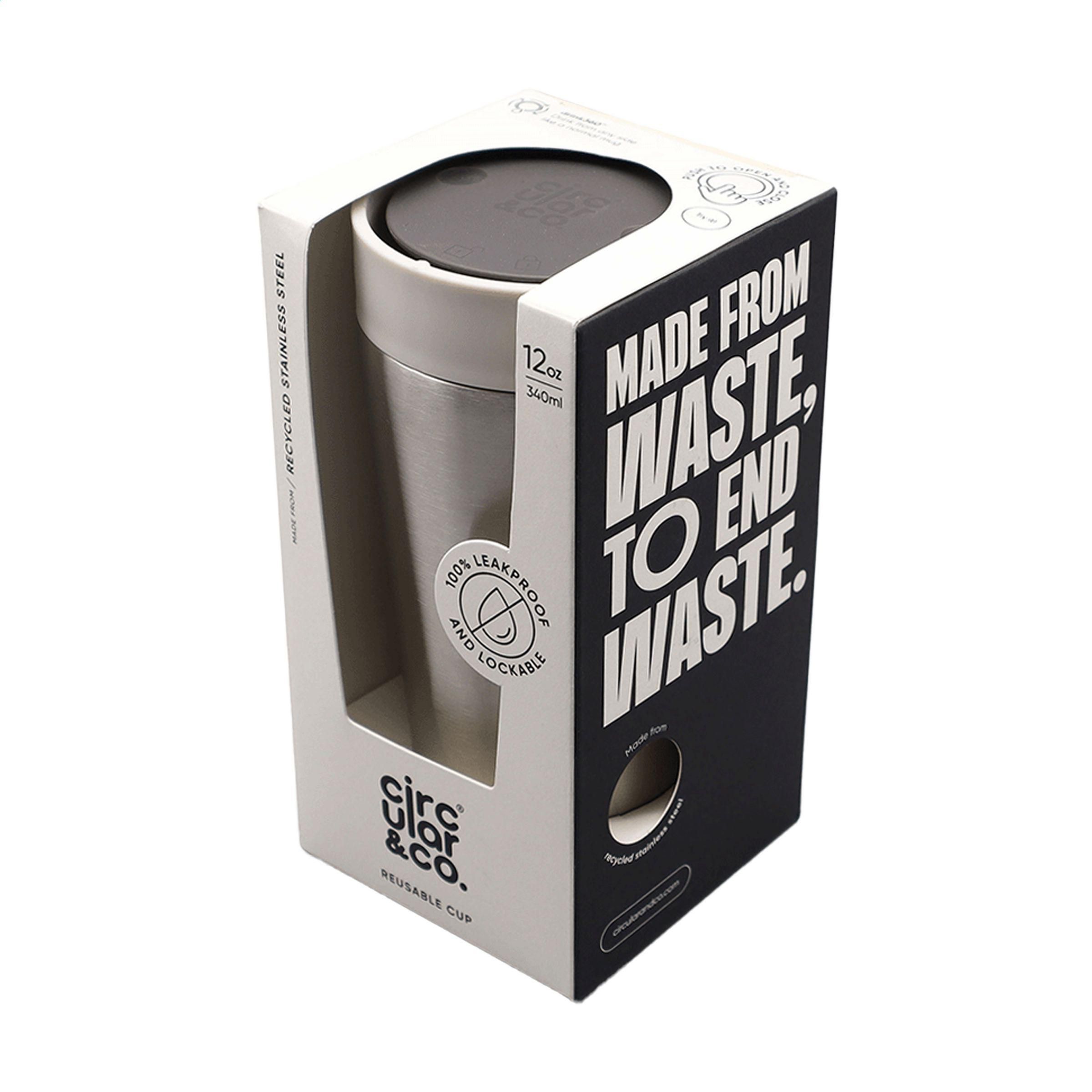 Vue 4 de Circular&Co Recycled Stainless Steel Coffee Cup 340 ml