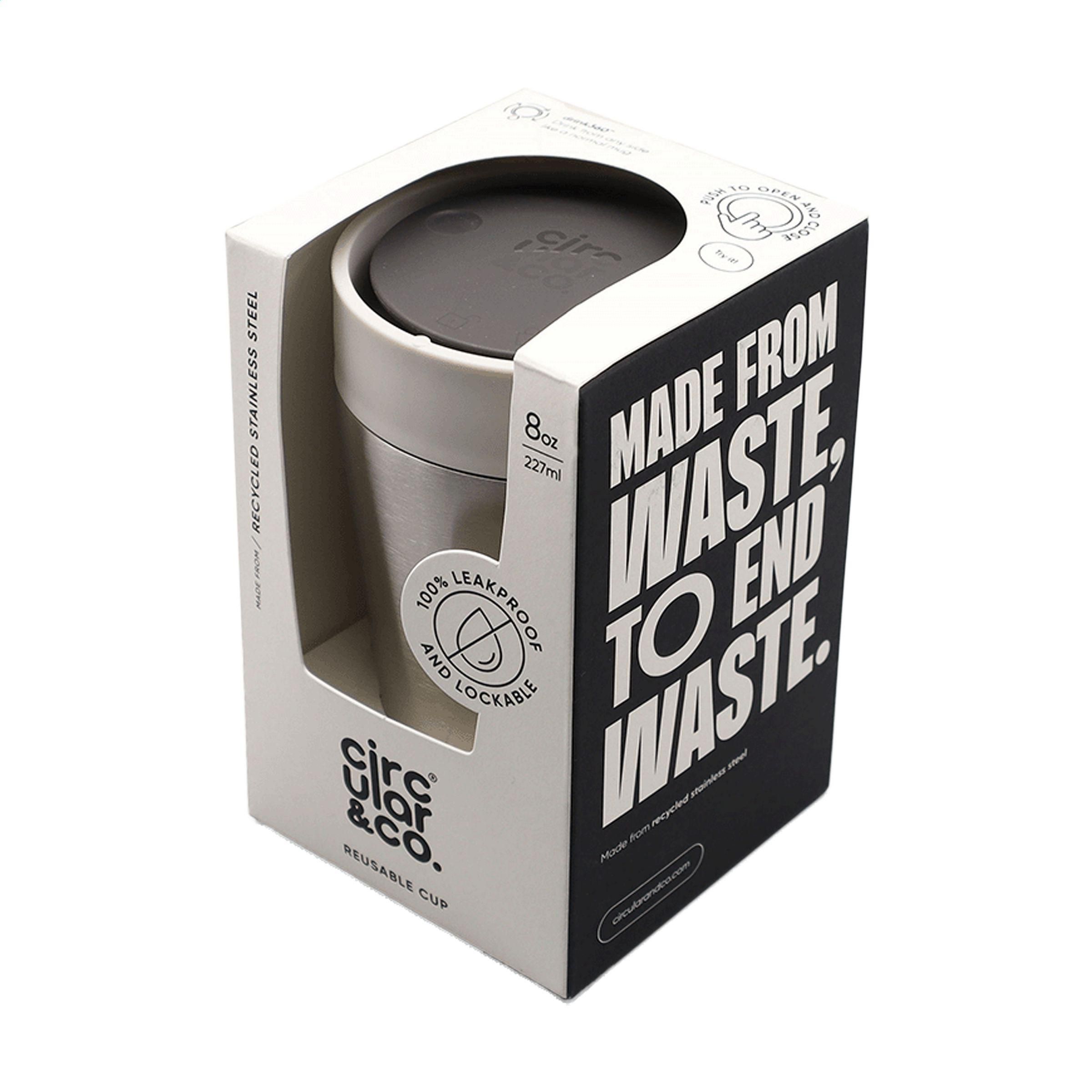 Vue 4 de Circular&Co Recycled Stainless Steel Coffee Cup 227 ml