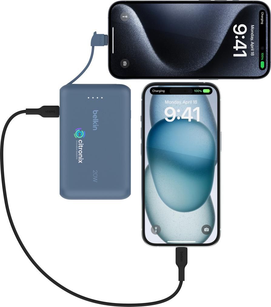 Vue 6 de Belkin BoostCharge Power Bank 10K Câble intégré