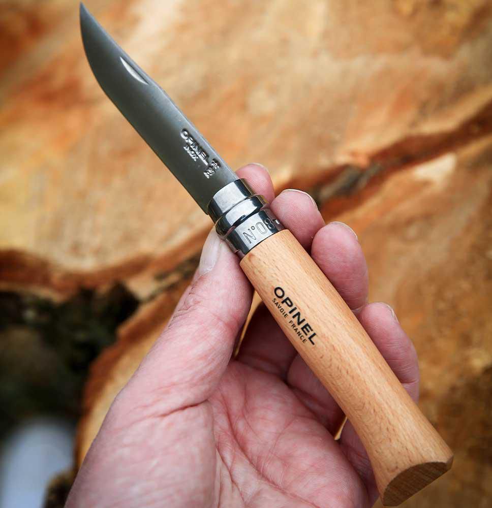 Vue 5 de Opinel Inox No 08 couteau de poche en étui à couteau