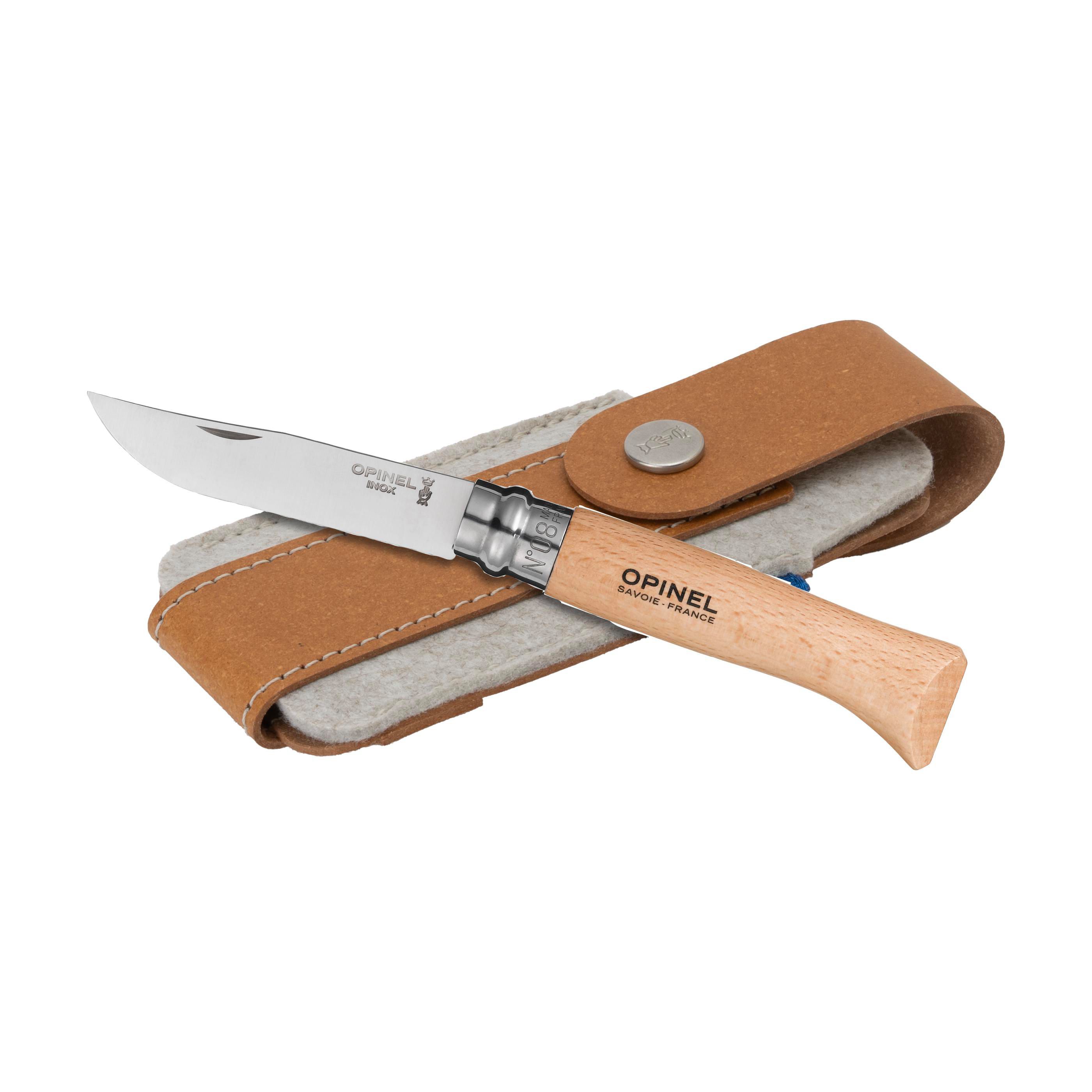 Opinel Inox No 08 couteau de poche en étui à couteau