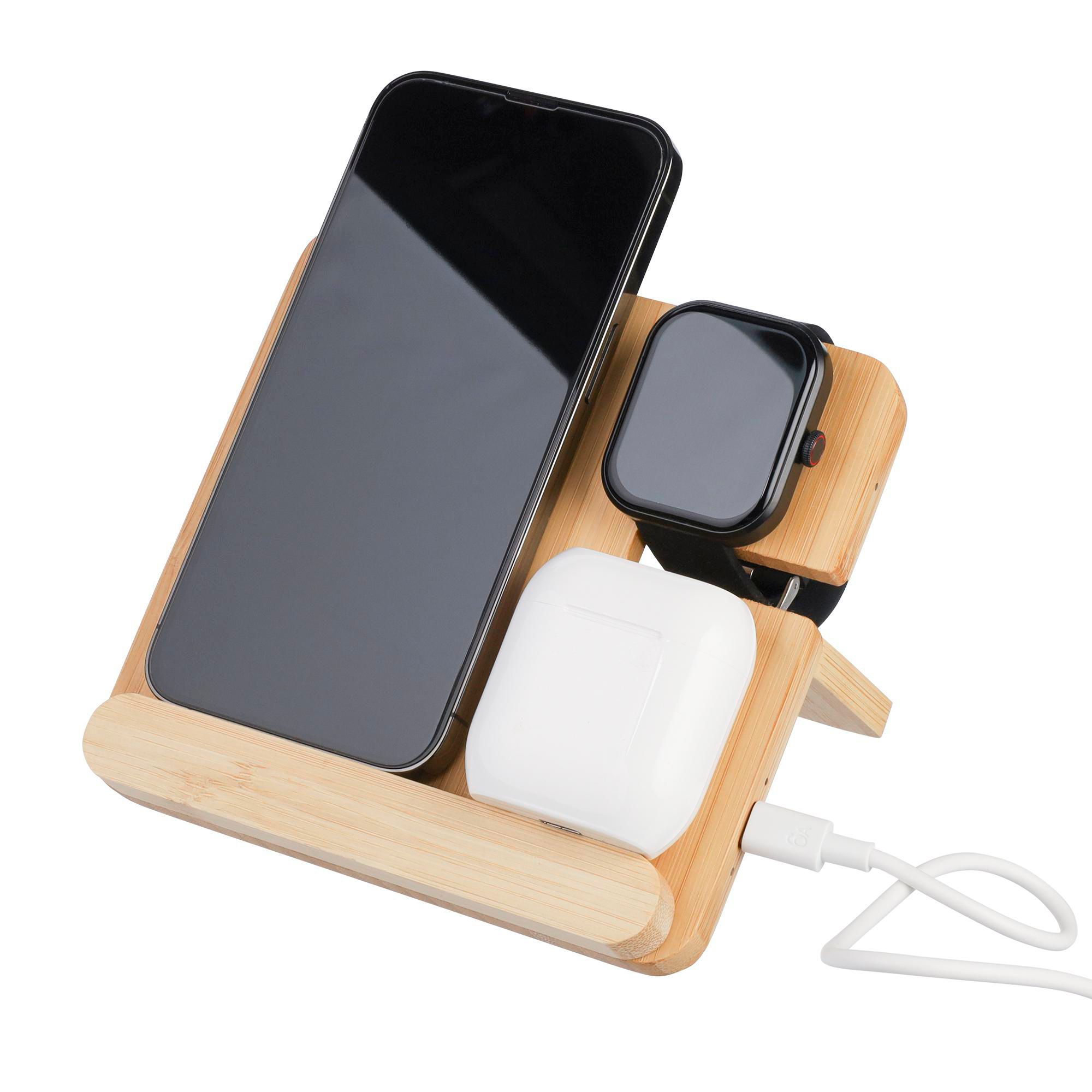 Vue 3 de Chargeur sans fil Tribu | Bambou | 3-en-1