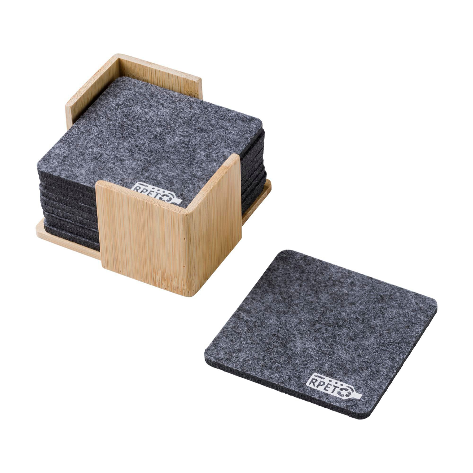 Vue 2 de Set de sous-verres Lawrence | Recyclé | Support en bambou