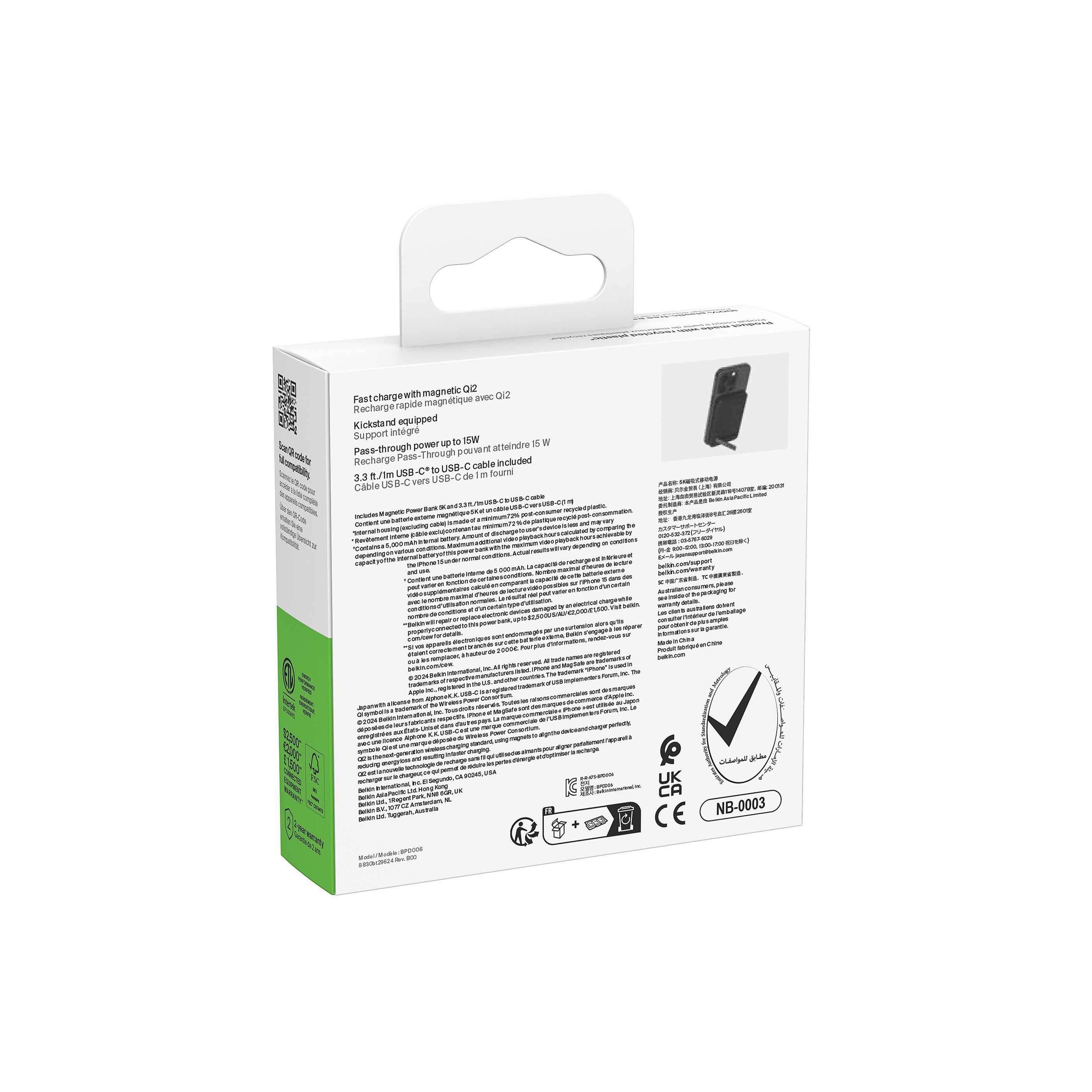 Vue 9 de Belkin 5k Qi2 MagSafe PowerBank with Kickstand