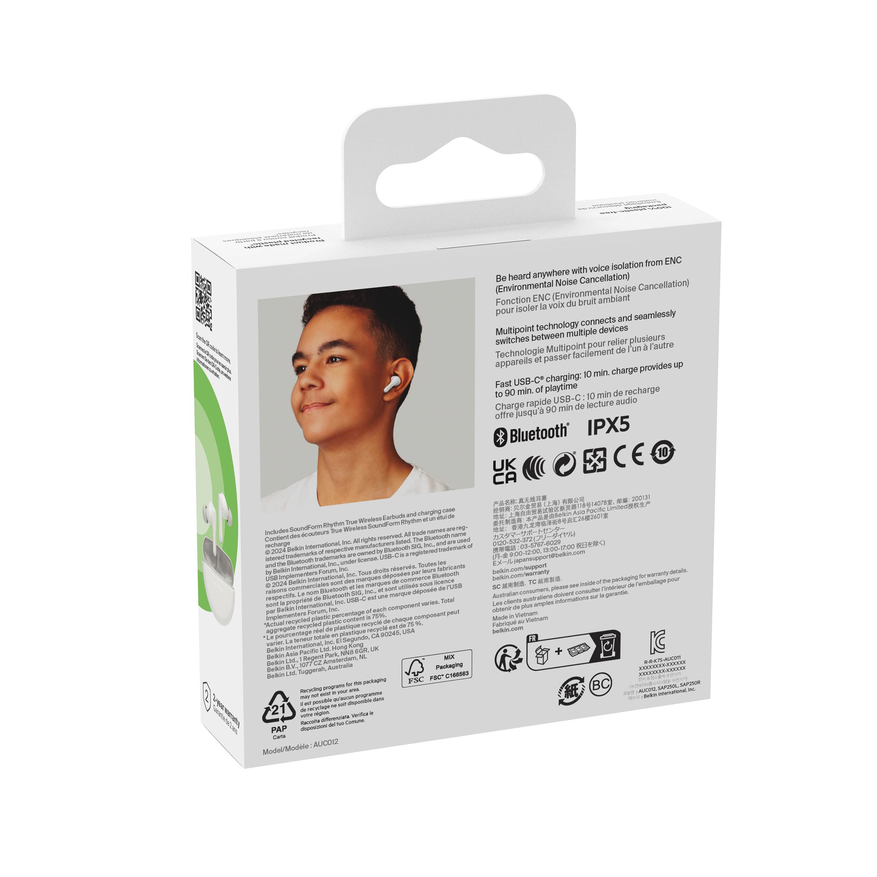 Vue 8 de Belkin SoundForm Rhythm True Wireless Earbuds