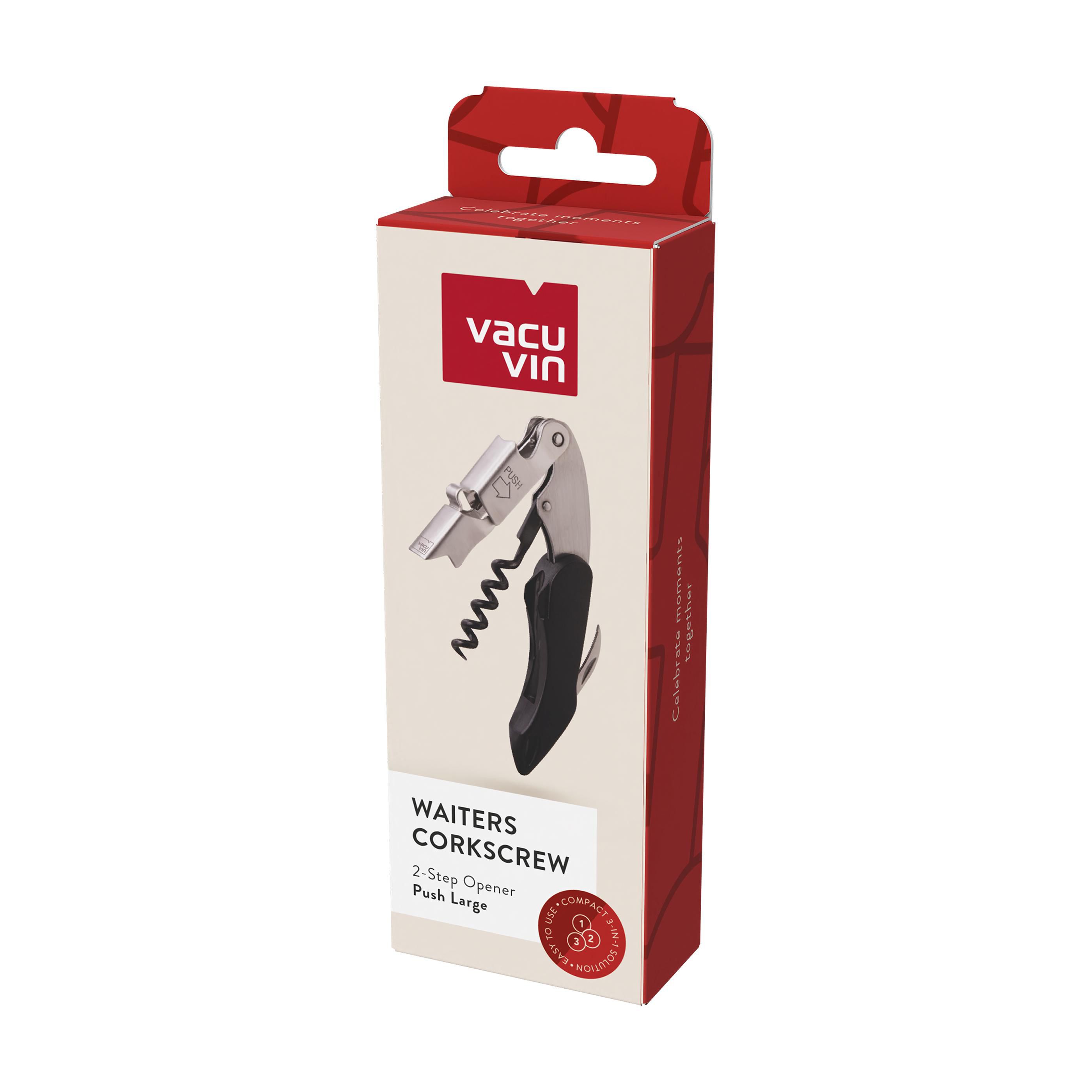 Vue 2 de Vacu Vin Waiter’s Corkscrew Push Large couteau de sommelier