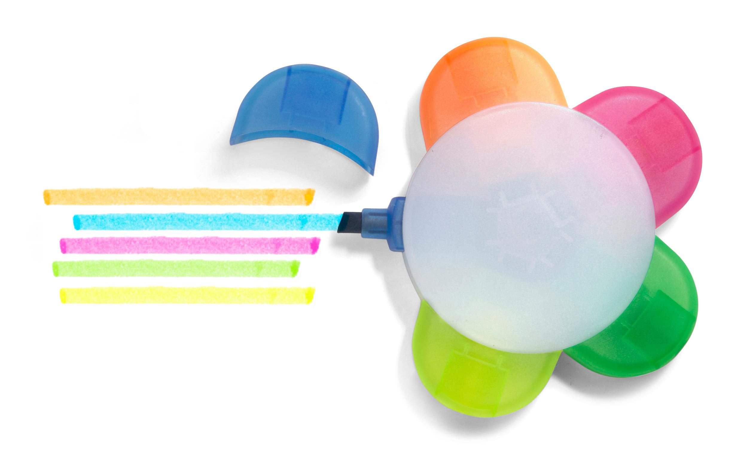 Vue 4 de Set de surligneurs Brodie | Plastique | 5 couleurs