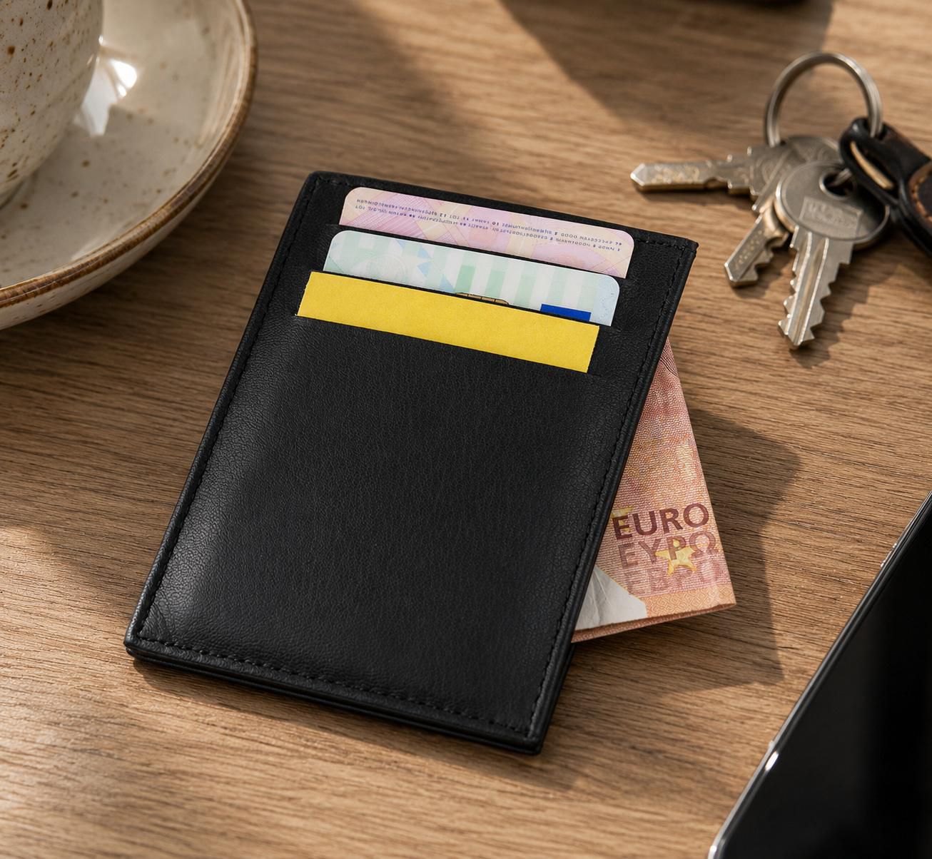Vue 3 de Porte-cartes Logan | Cuir de chèvre | RFID