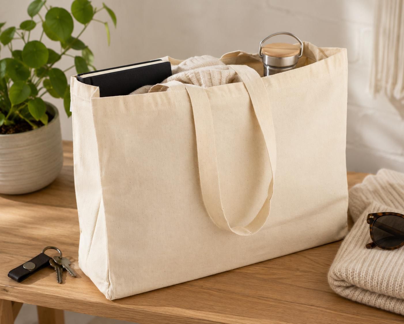 Vue 5 de Sac shopping Imogen | Coton OEKO-TEX | 220 g/m²