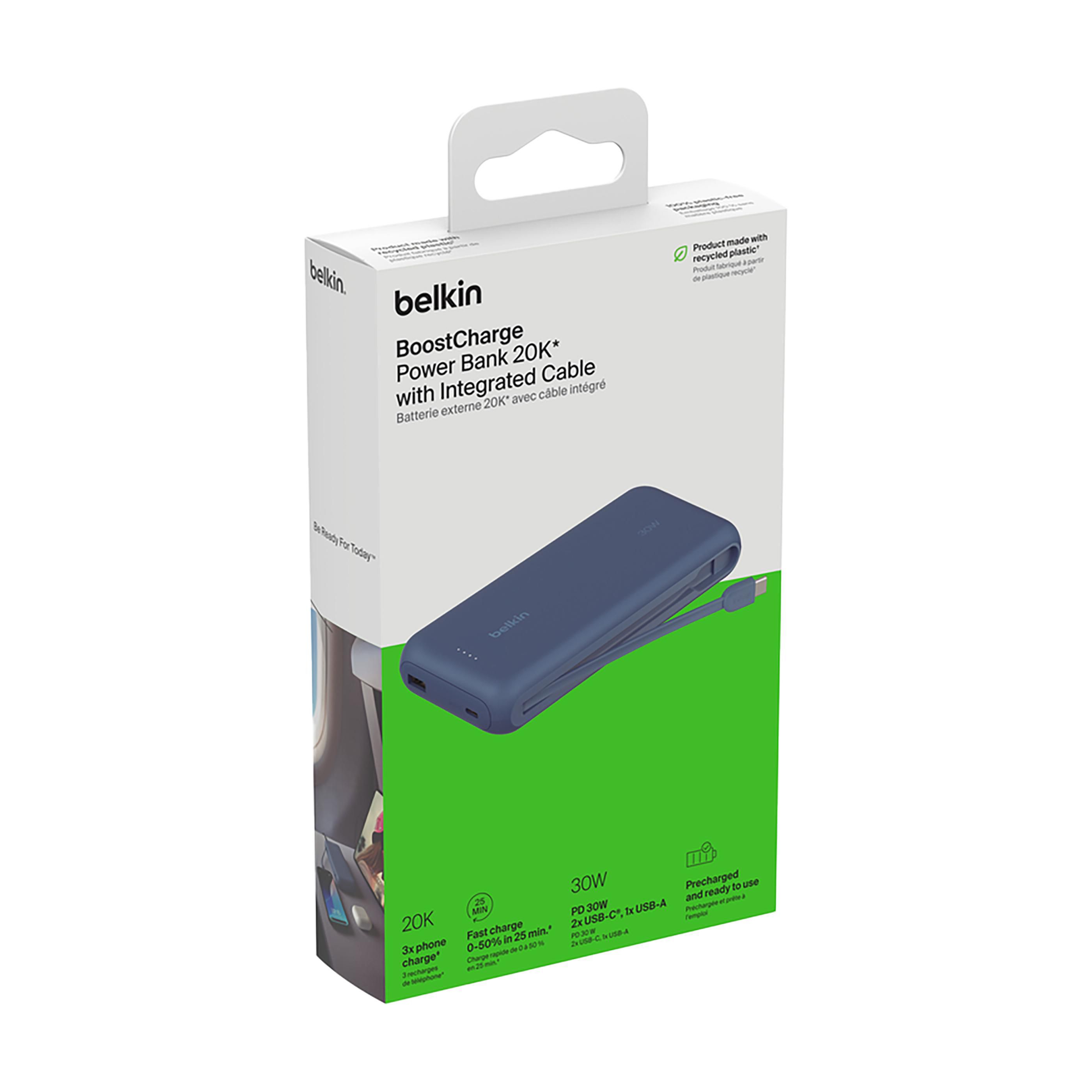 Vue 7 de Belkin BoostCharge Power Bank 20K Câble intégré