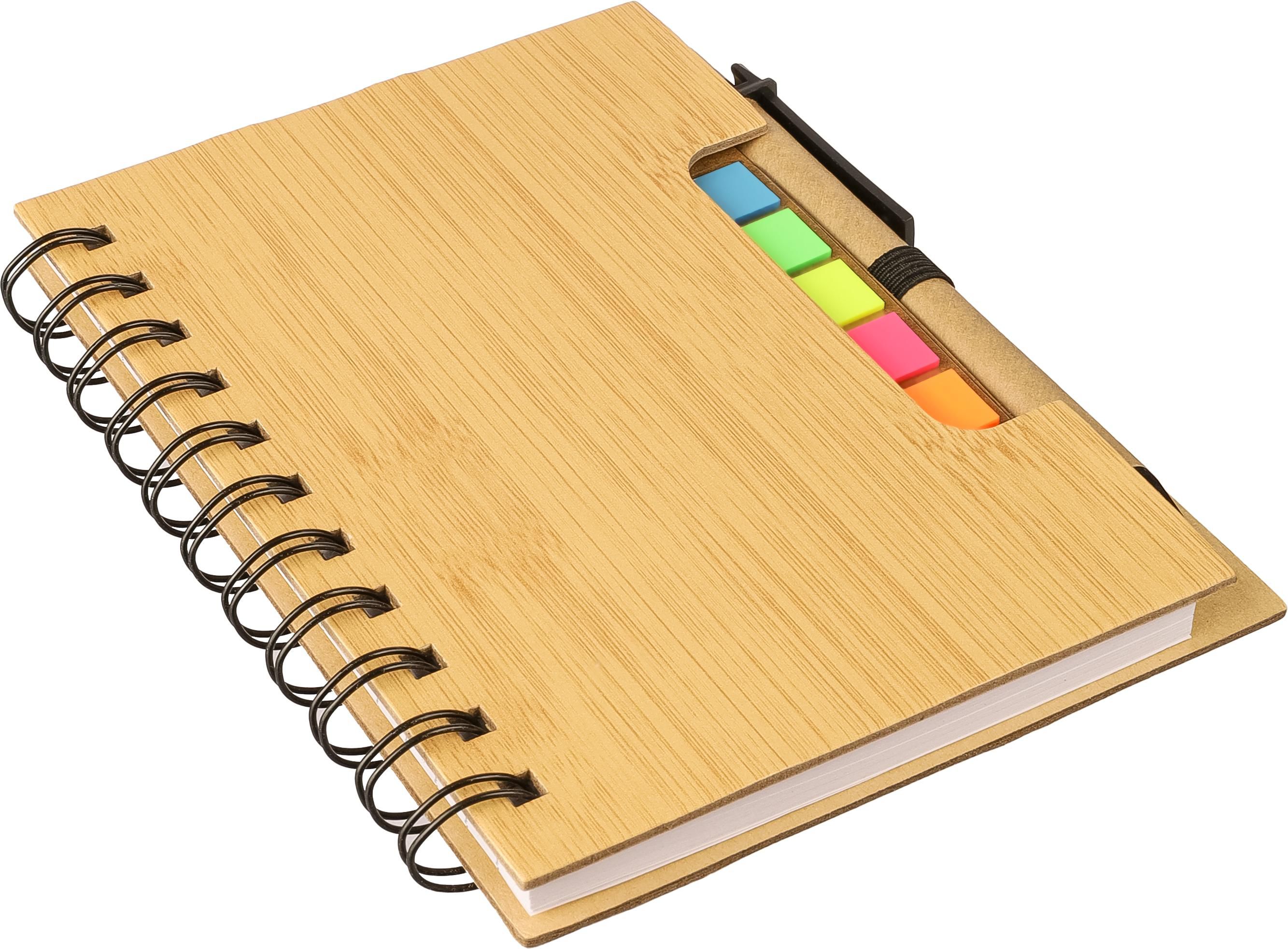 Vue 8 de Carnet Niall | Aspect bambou | Avec notes adhésives et stylo bille