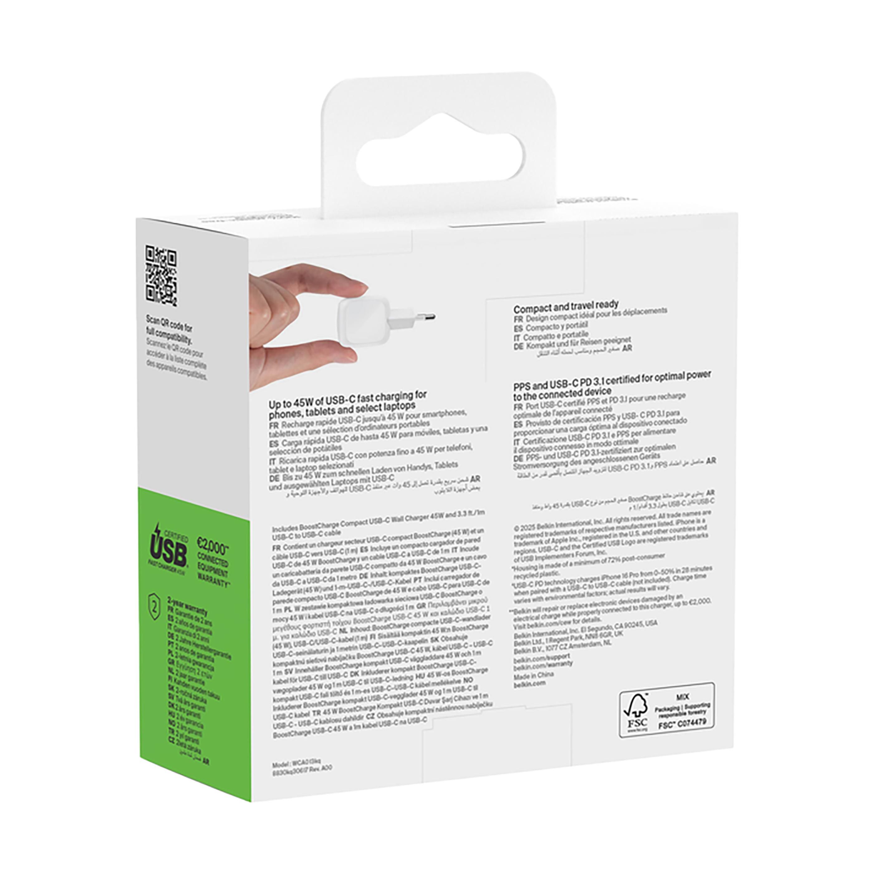 Vue 6 de Belkin 45W USB PD Wall Charger avec PPS et Cable