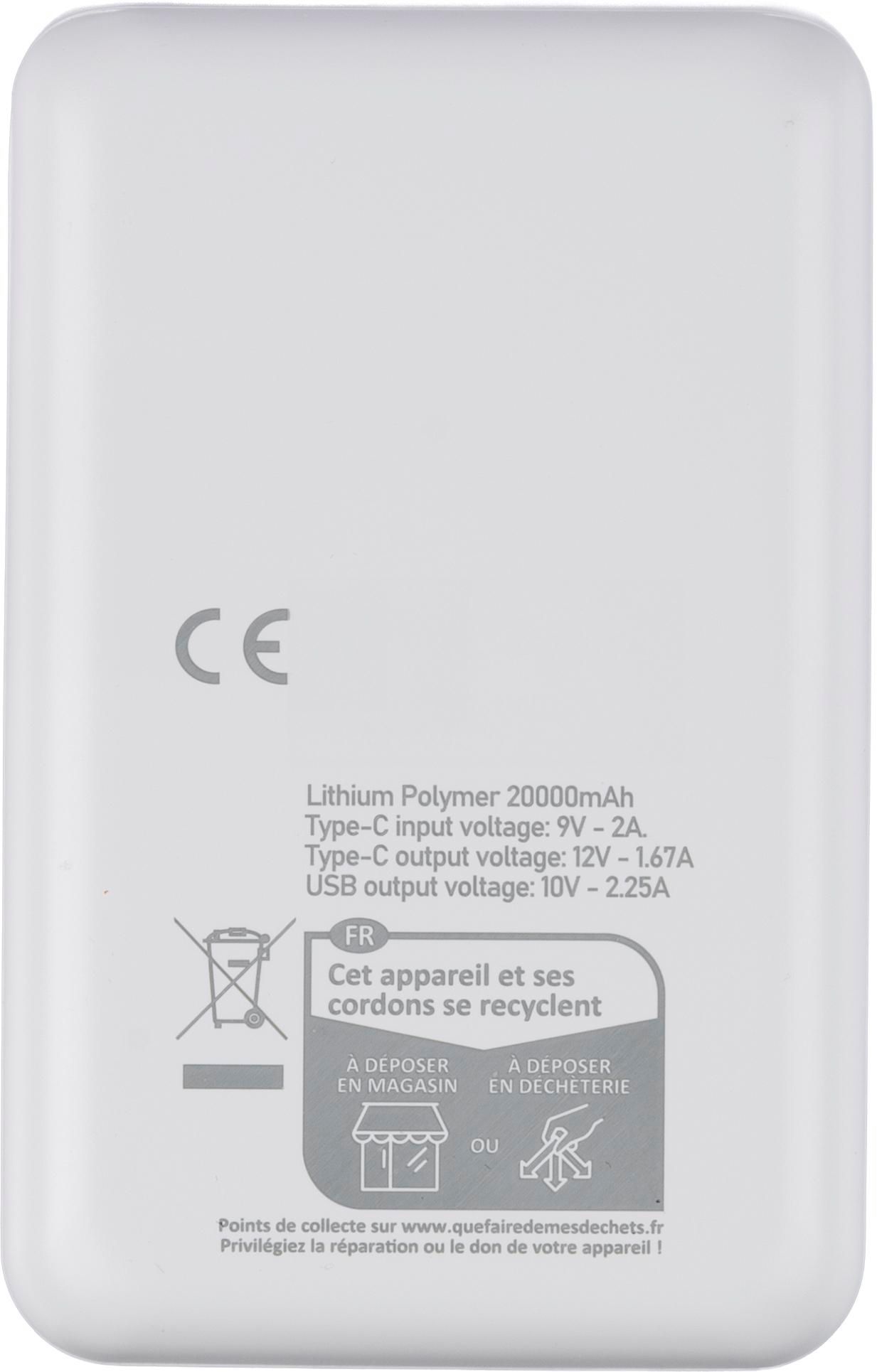 Vue 2 de Batterie externe Rayen | Recyclée | 20&nbsp;000 mAh