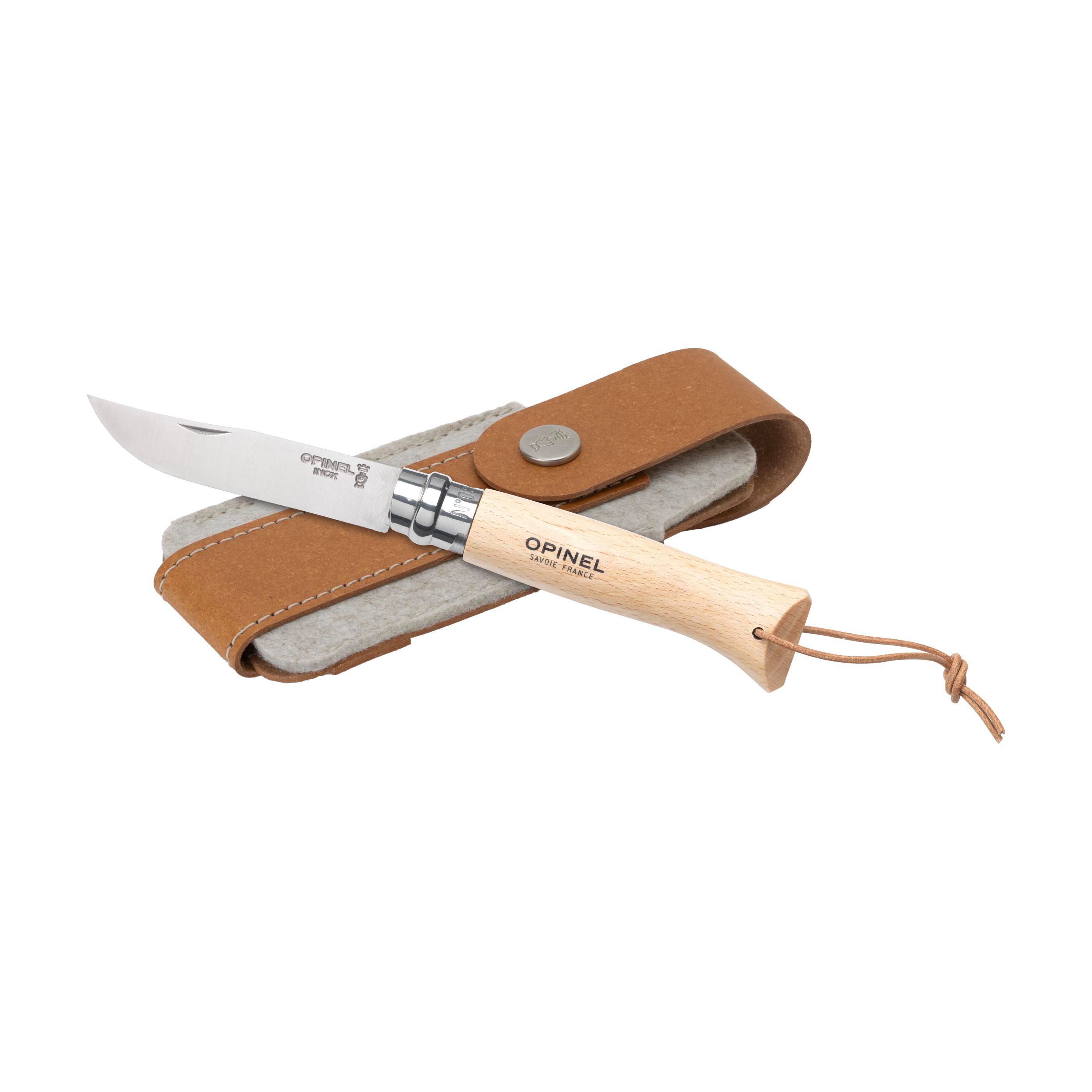 Opinel Inox No 8 couteau de poche en étui à couteau