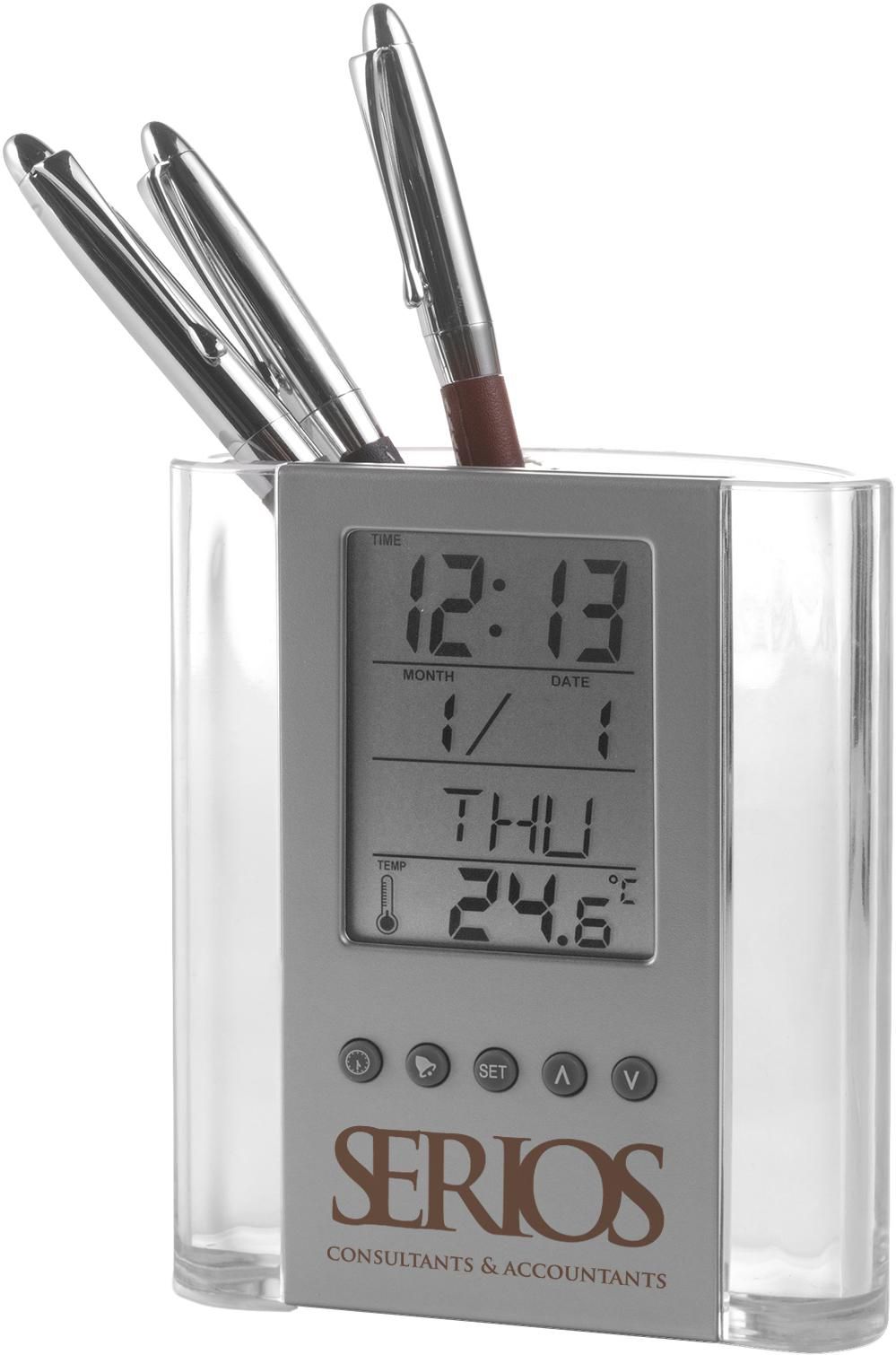 Vue 5 de Horloge de bureau Carter | Porte-stylos