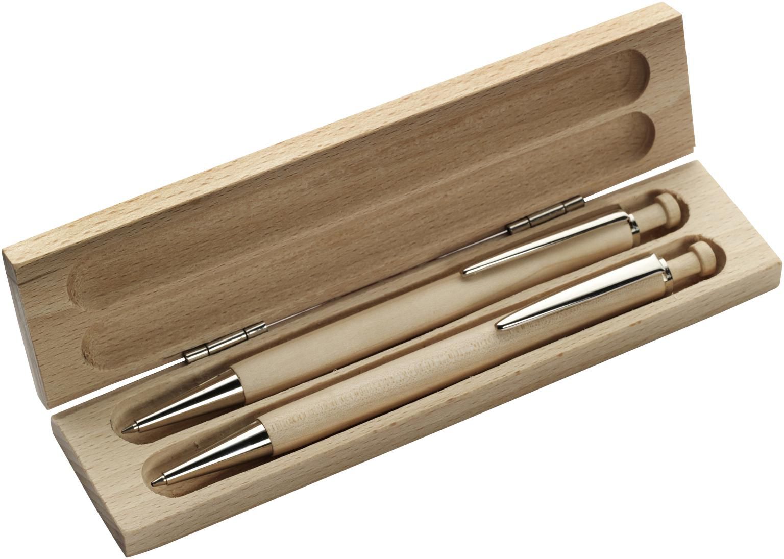 Vue 2 de Set d'écriture Morris | Boîte en bois | Stylo et crayon