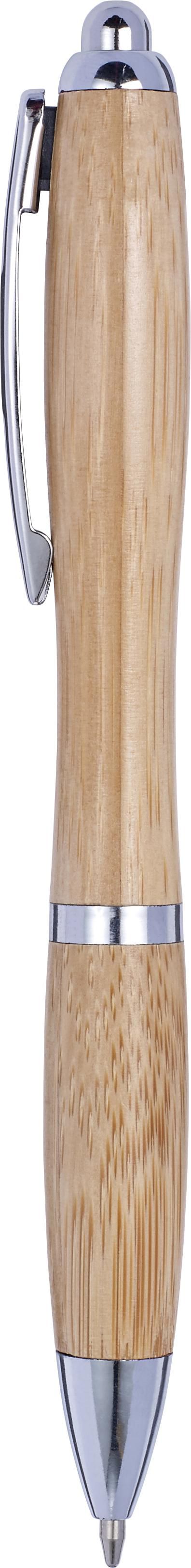 Vue 3 de Stylo bille Carson | Bambou | Détails argent