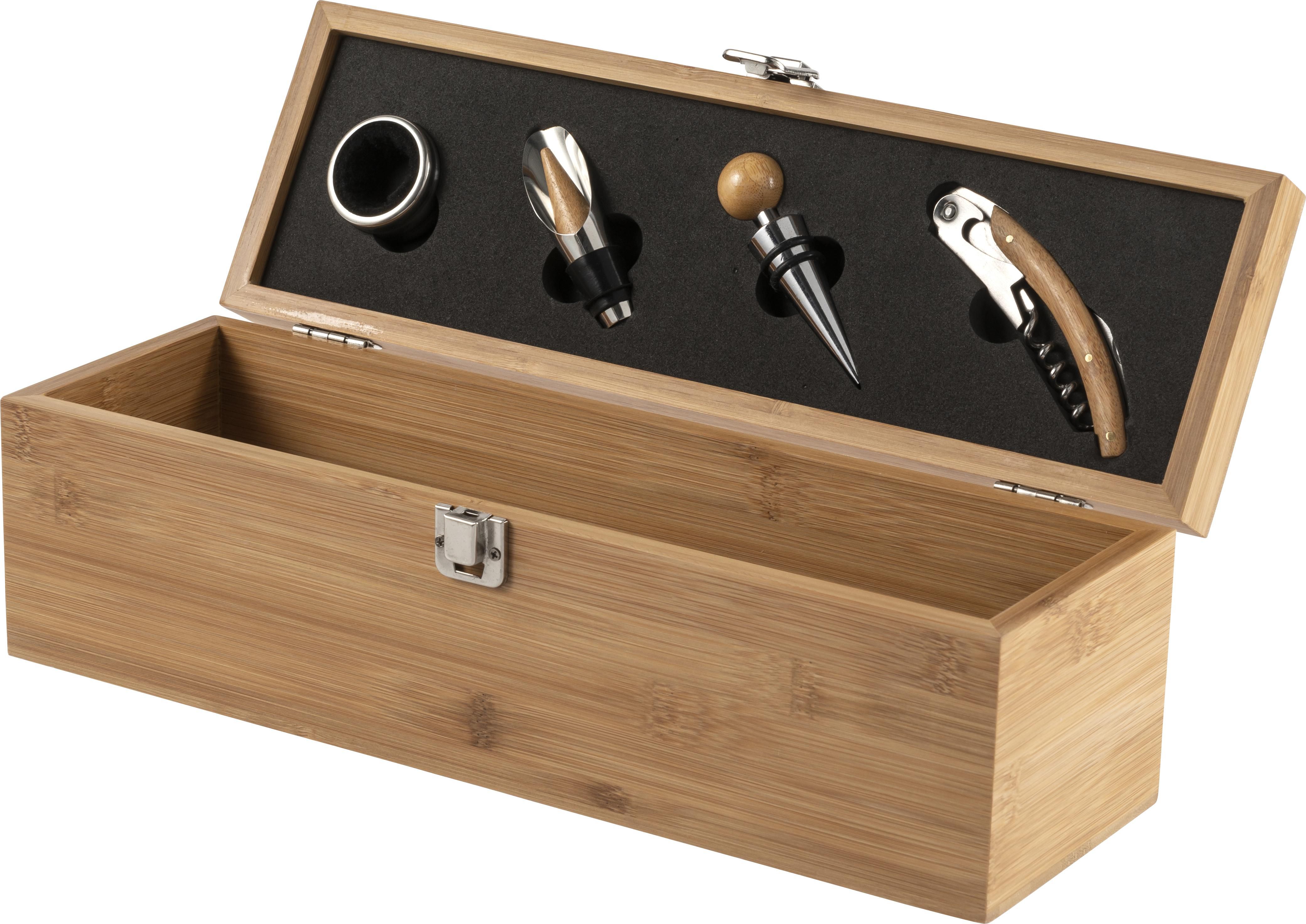 Vue 5 de Coffret à vin Gareth | Bambou | 4 pièces