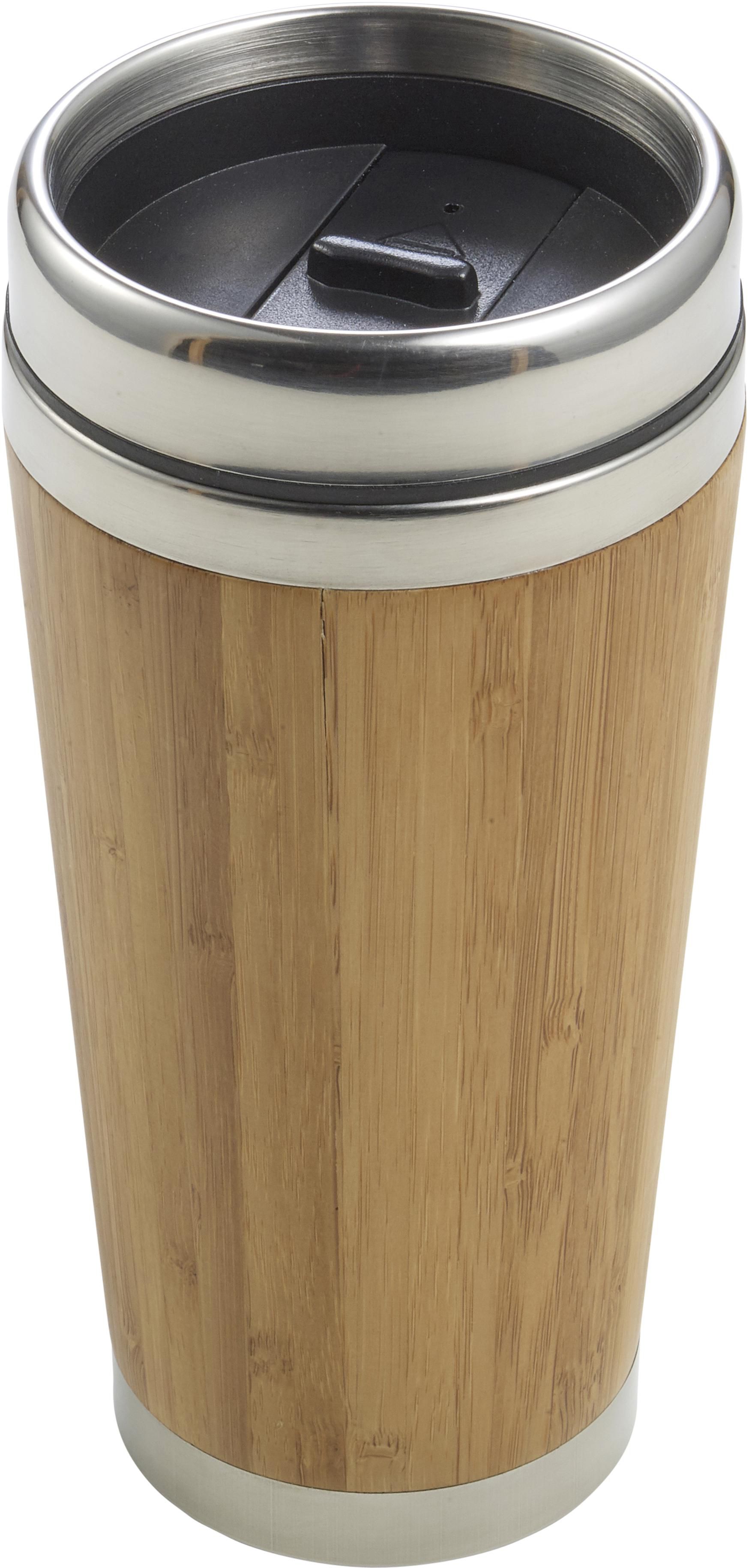 Vue 5 de Gobelet thermos Sabine | Bambou et inox | 400 ml