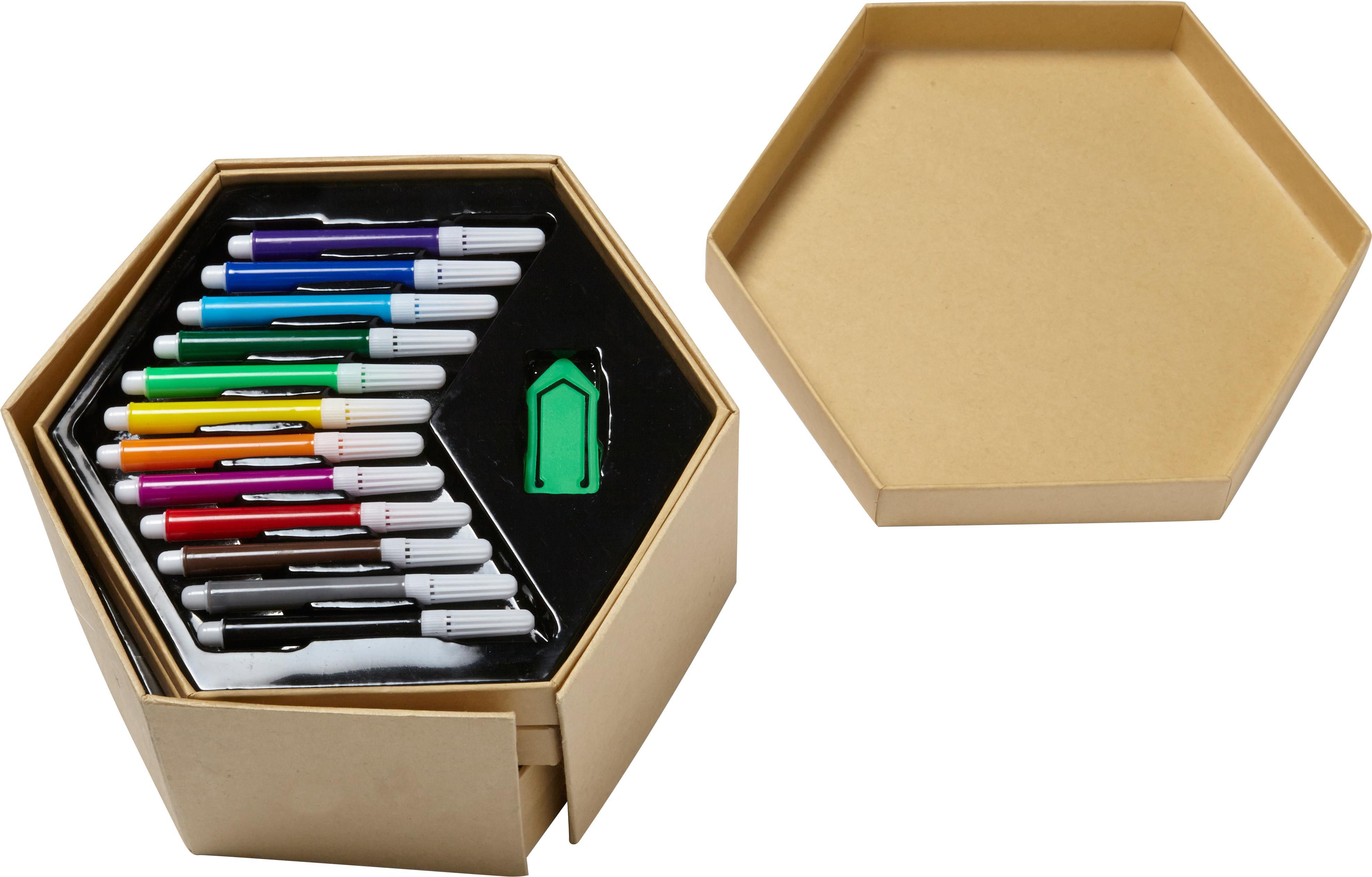 Vue 3 de Set d'art Kenji | Boîte hexagonale en carton | 54 pcs