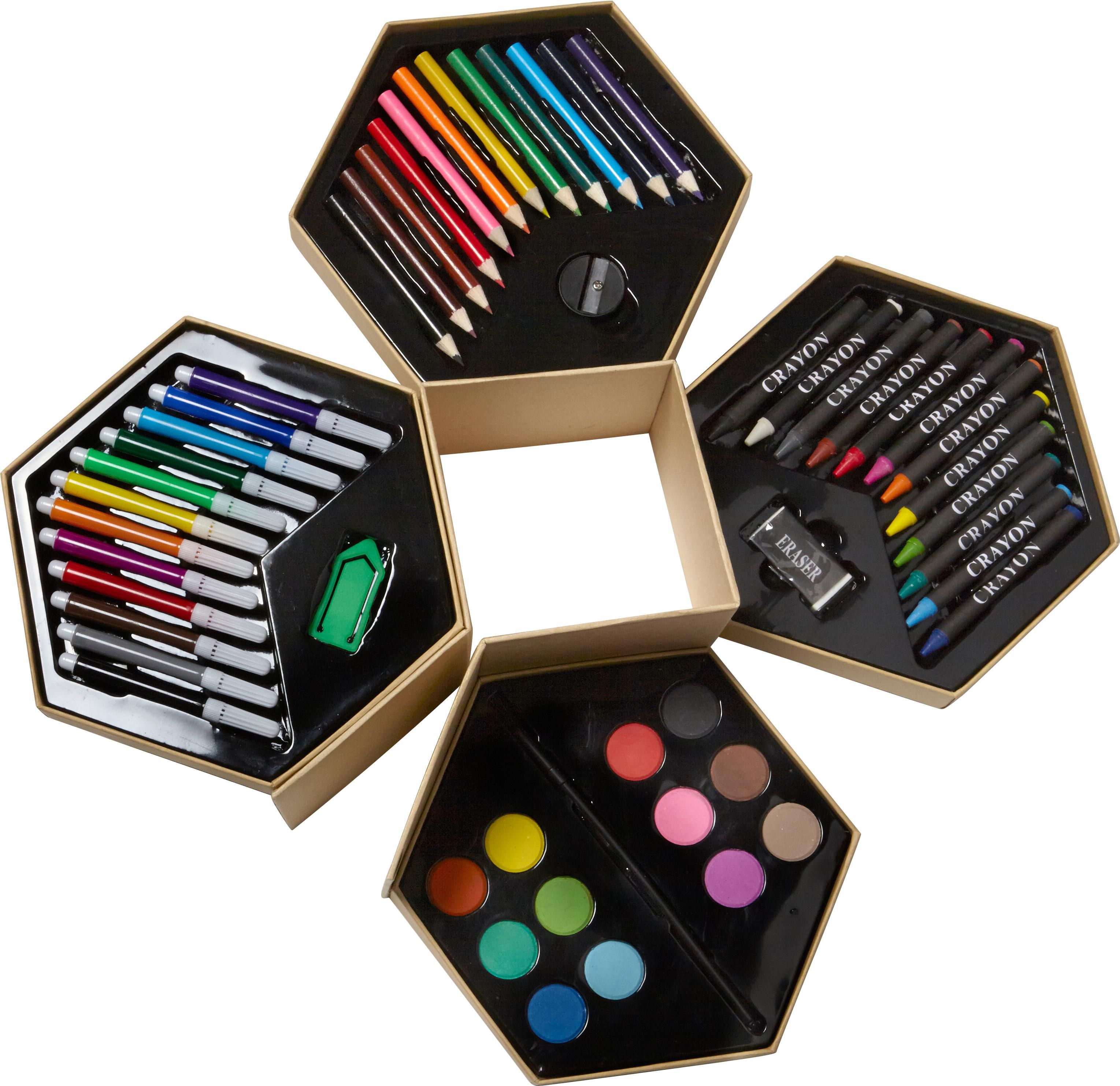 Vue 6 de Set d'art Kenji | Boîte hexagonale en carton | 54 pcs