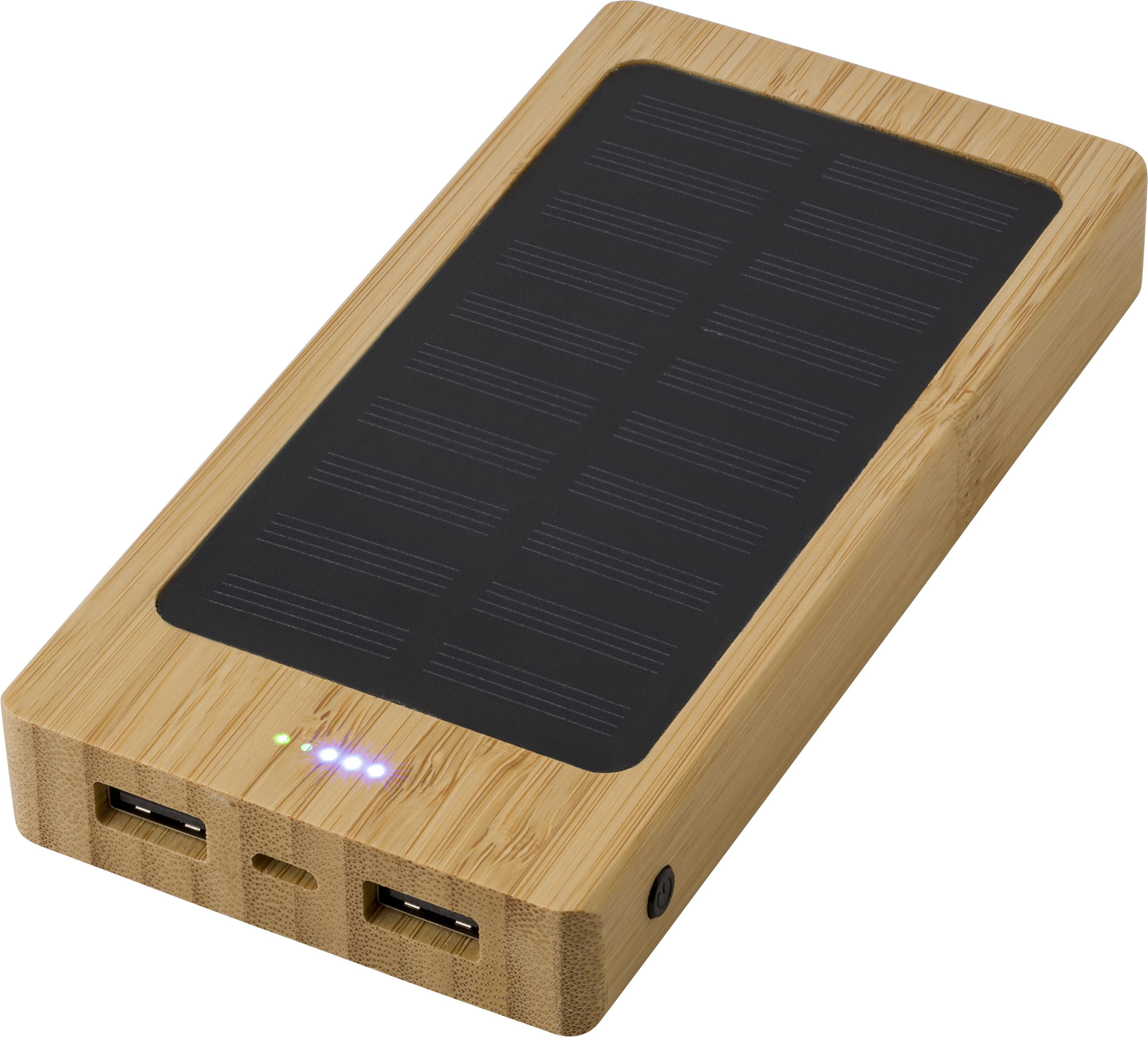 Vue 3 de Powerbank Joan | Bambou | Solaire | 8000 mAh