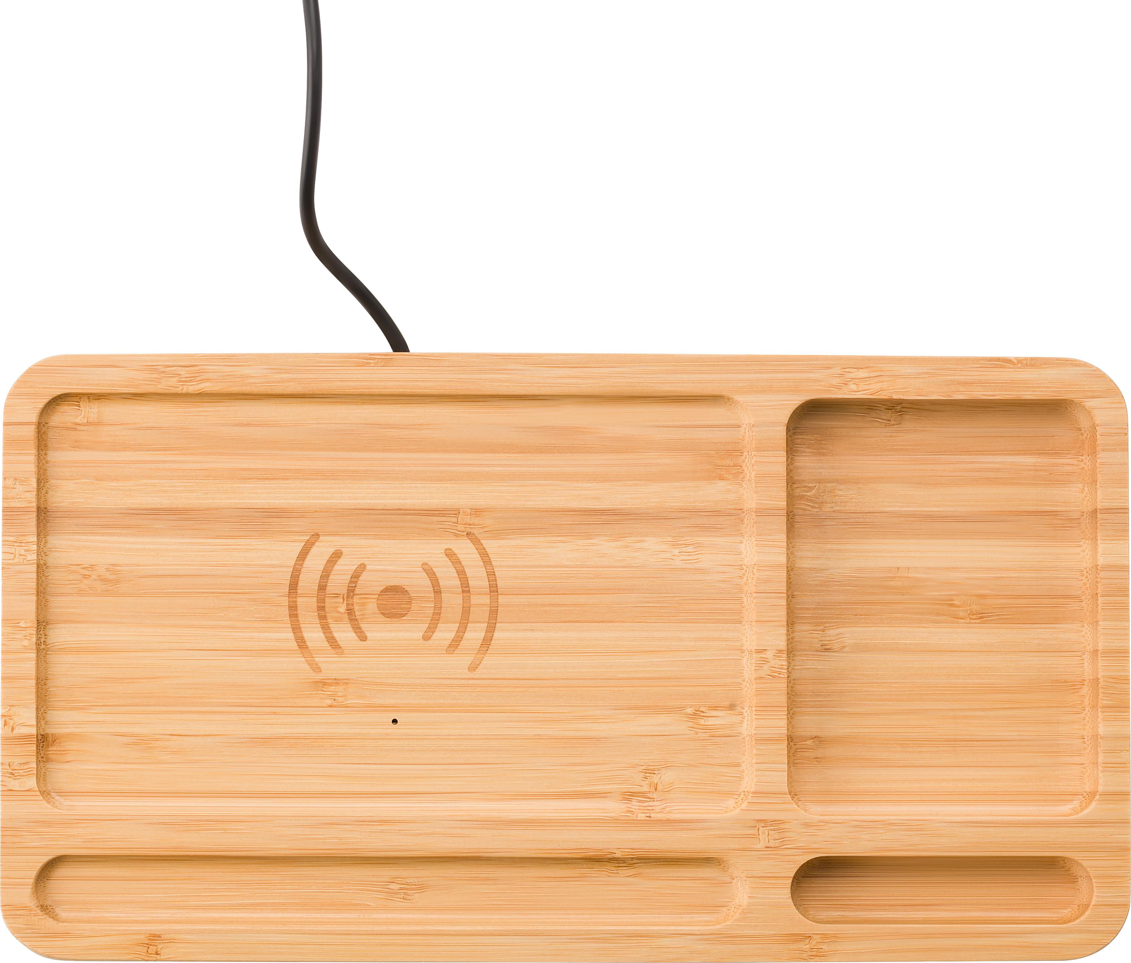 Chargeur sans fil Faye | Bambou | Organiseur de bureau