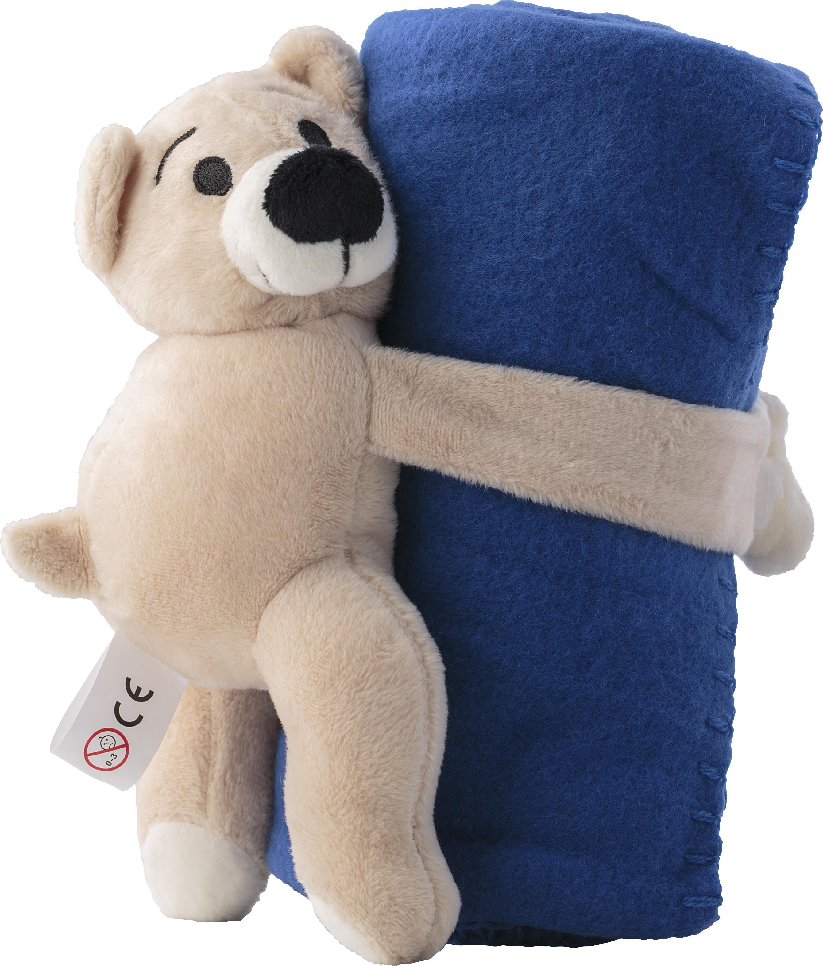 Vue 3 de Peluche Owen | Ours avec couverture