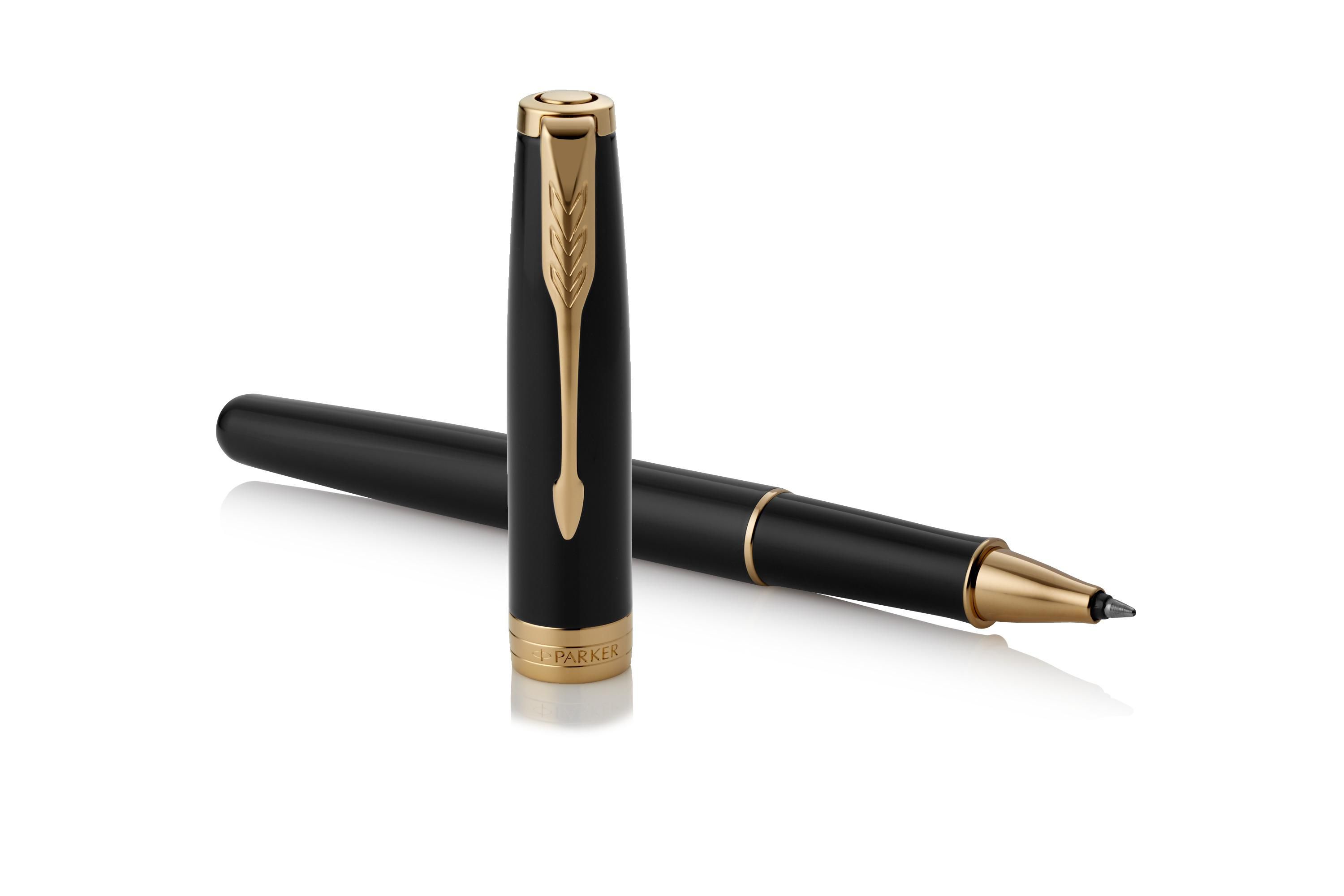 Vue 4 de Parker Sonnet stylo roller | Finitions dorées