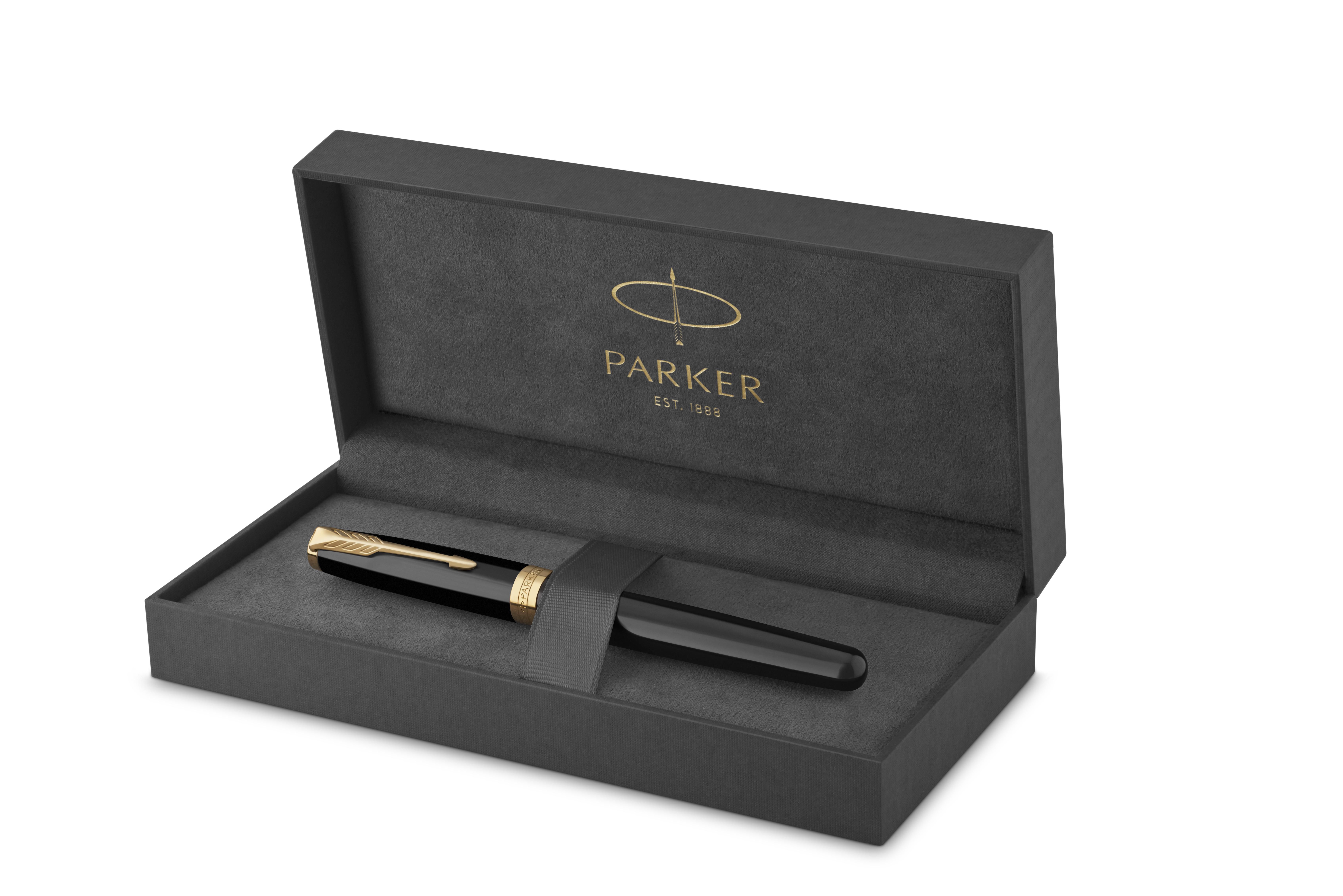 Vue 2 de Parker Sonnet stylo roller | Finitions dorées