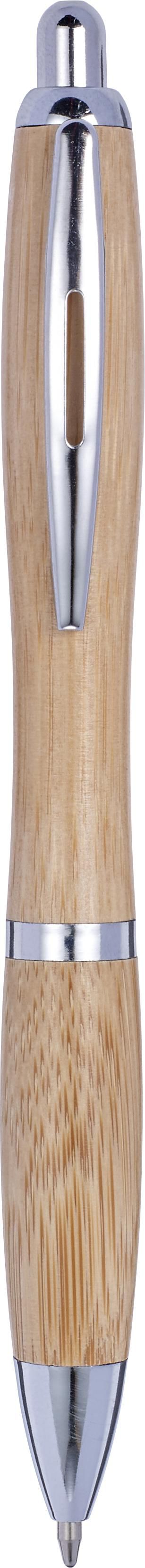 Vue 2 de Stylo bille Carson | Bambou | Détails argent