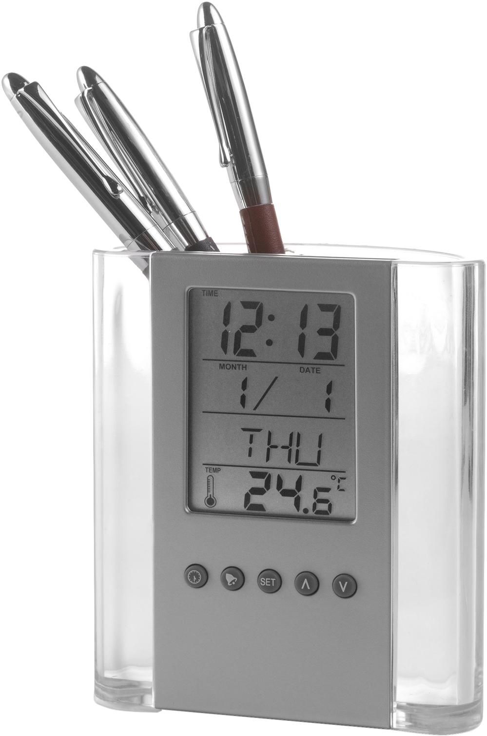 Vue 2 de Horloge de bureau Carter | Porte-stylos