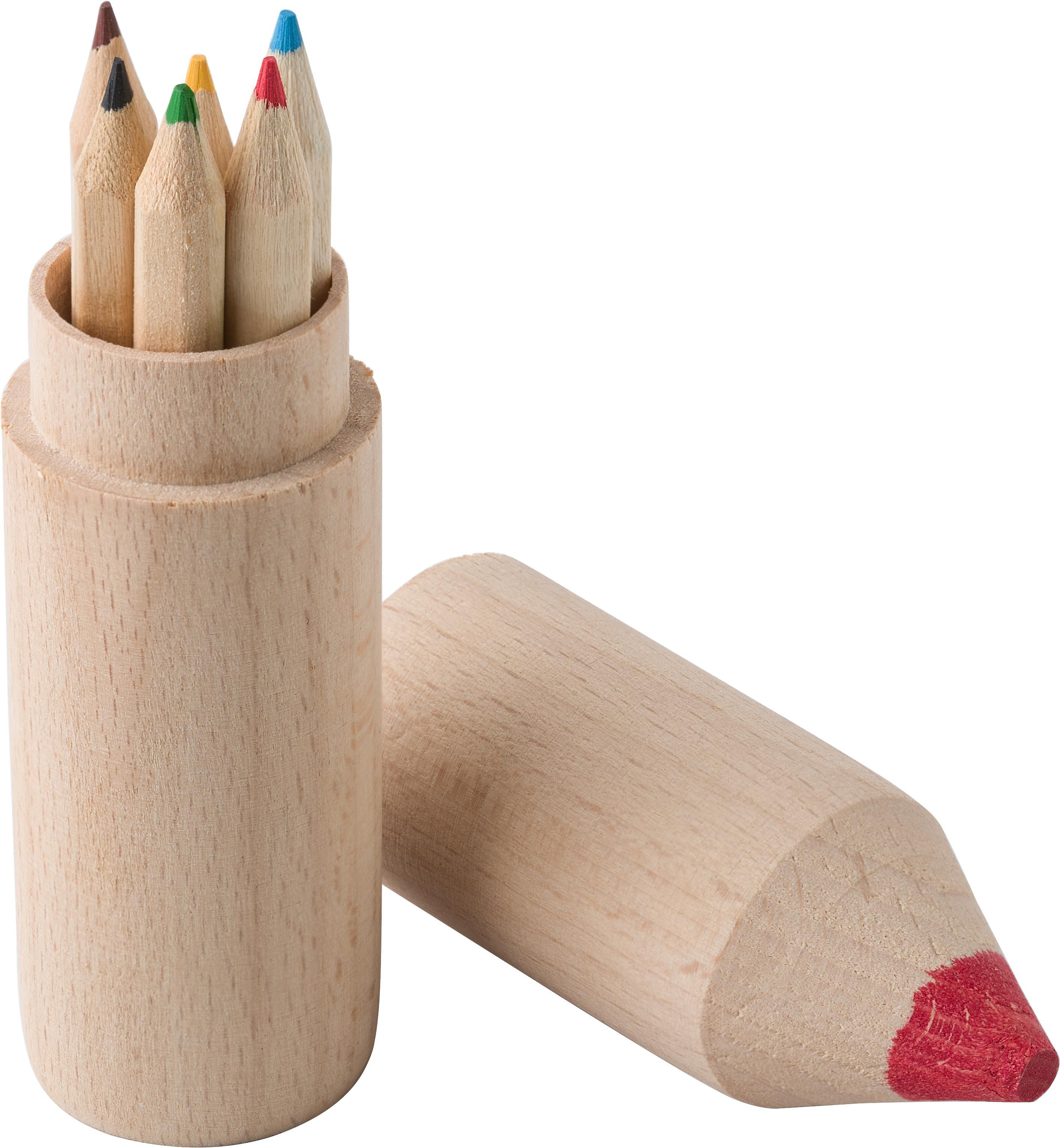 Vue 2 de Set de crayons de couleur Francis | Support en bois | 6 crayons
