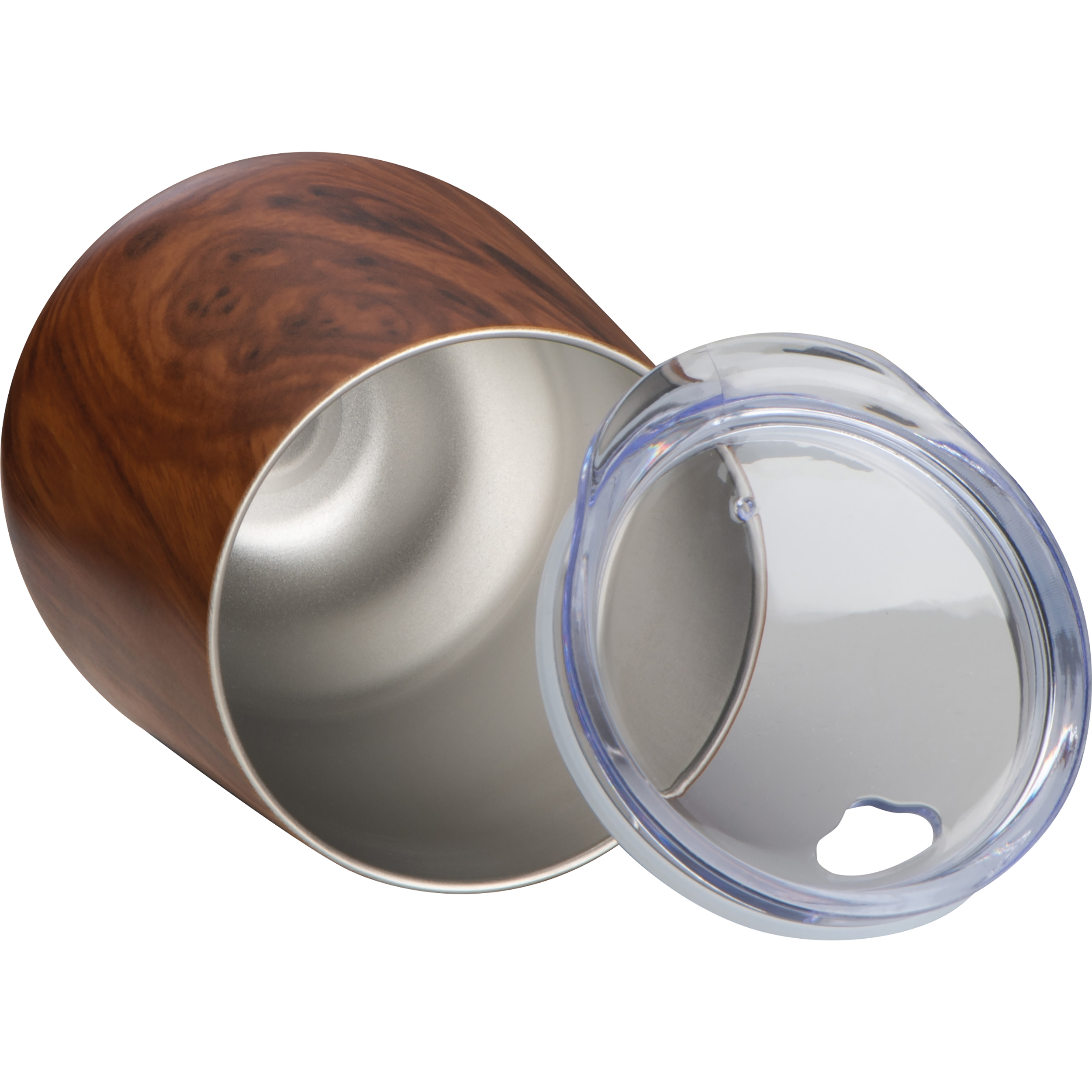 Vue 3 de Gobelet en acier avec optique en bois Brighton