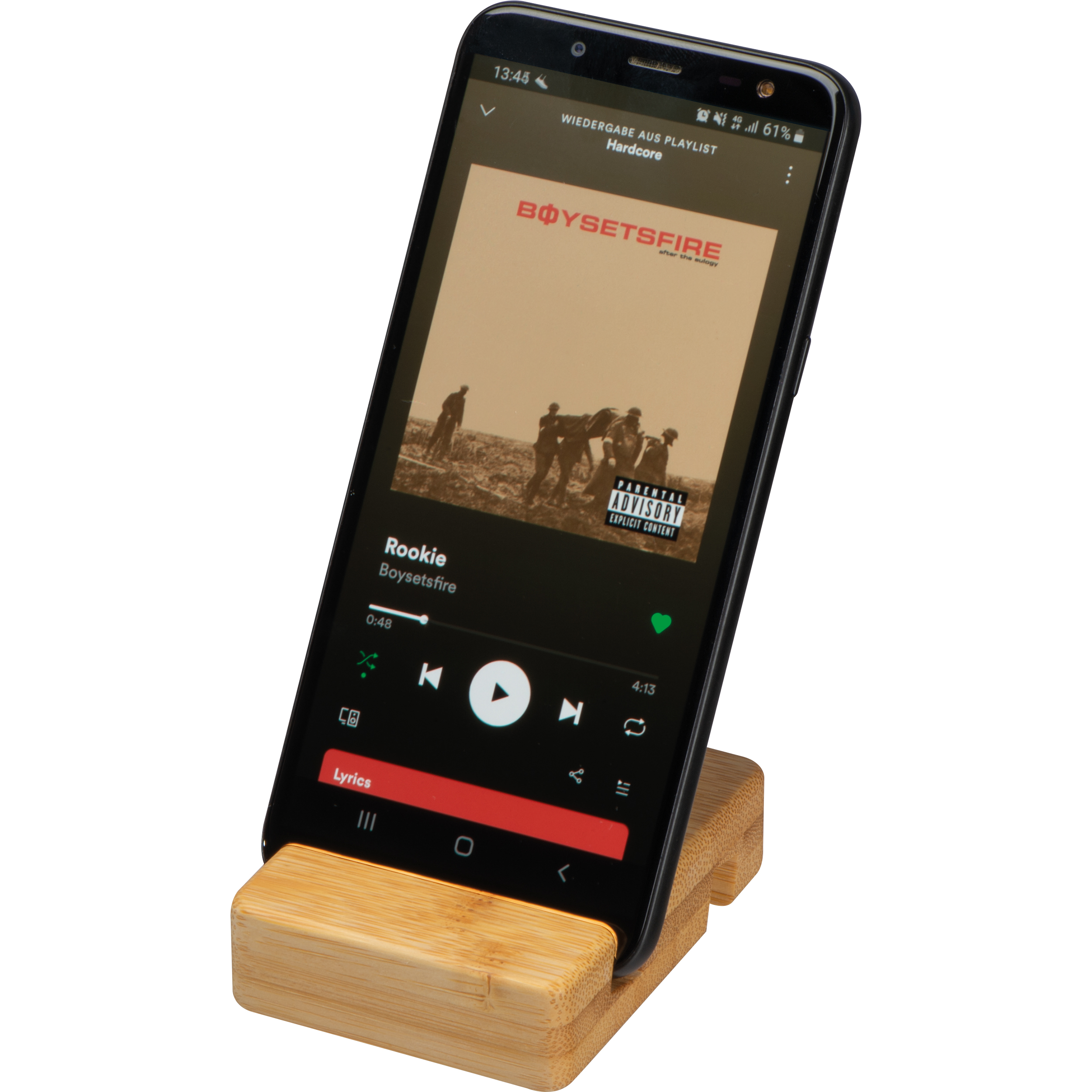 Vue 3 de Porte-smartphone en bambou San Sebastián
