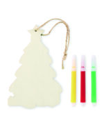 Décoration de Noël en bois de peuplier à colorier, avec 3 feutres  et un cordon en jute. – Image 2
