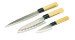 Set de 3 couteaux de style japonais dans un coffret en carton. La lame est en inox et manche en PP. – Image 2