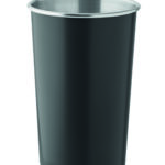 Gobelet réutilisable en acier inoxydable recyclé (90 % d'acier inoxydable recyclé et 10 % d'acier inoxydable). Capacité : 350 ml. La simple paroi n’empêche pas le transfert de chaleur.