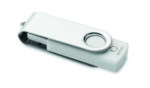 Clé USB 2.0 de 16 Go avec corps en ABS recyclé en finition blanche. Tournez le couvercle en métal rotatif et connectez-le au port USB pour commencer à l'utiliser.
