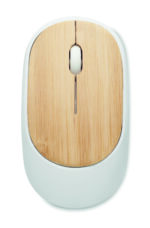 Souris optique sans fil en ABS recyclé avec dessus en bambou. 1 piles AA non incluses. Le bambou est un produit naturel, et présente de légères variations de couleur, de décoration et de tailles. – Image 3